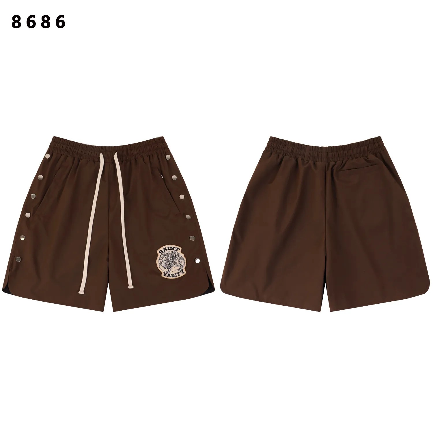 Embroidered Snap-Button Sport Shorts D9811794 — view 4