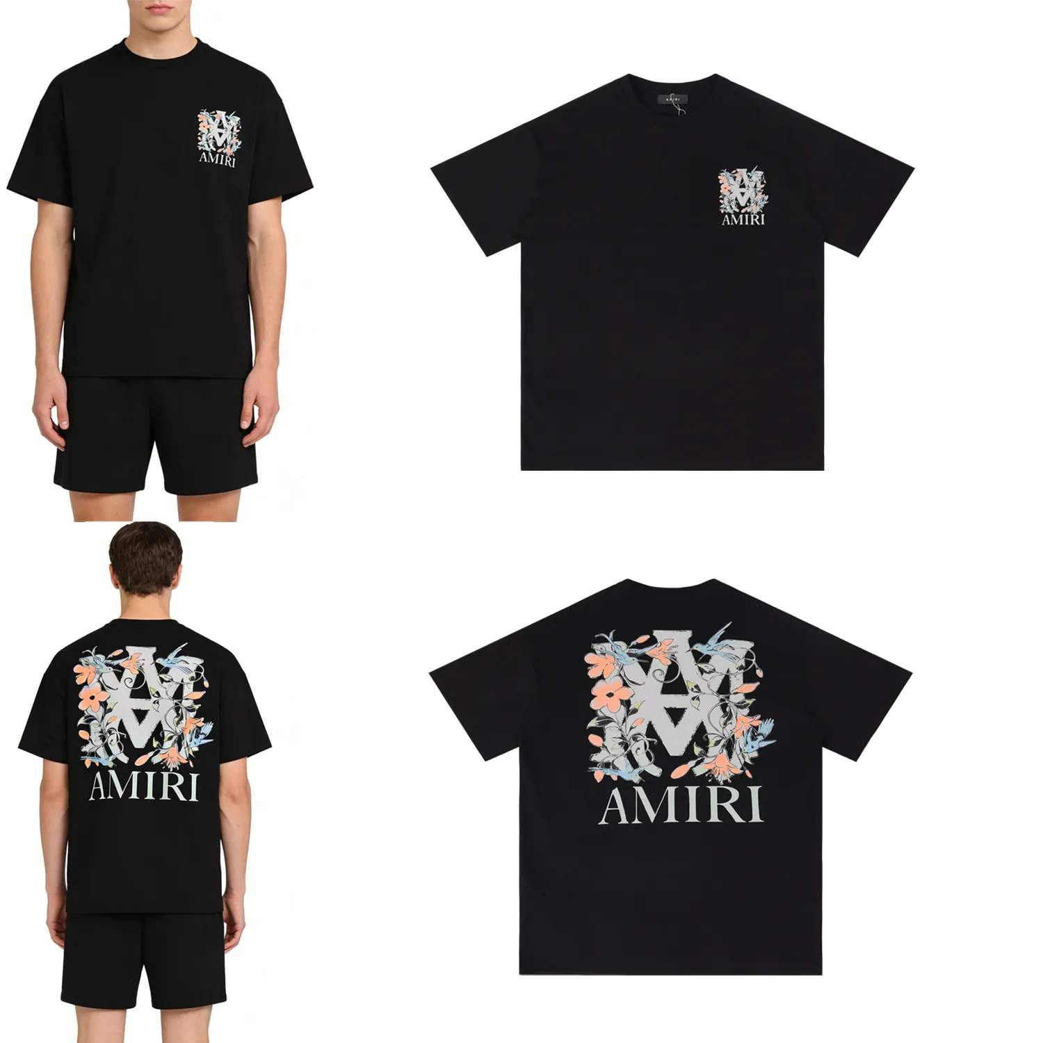 Amiri Floral Bird Logo Cotton T-Shirt D8211740