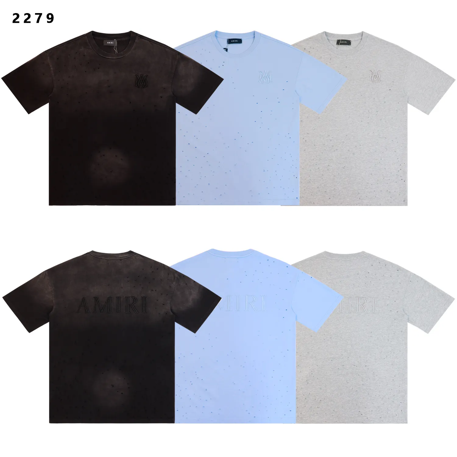 Distressed Logo-Embroidered Cotton T-Shirt D9811828 — view 2