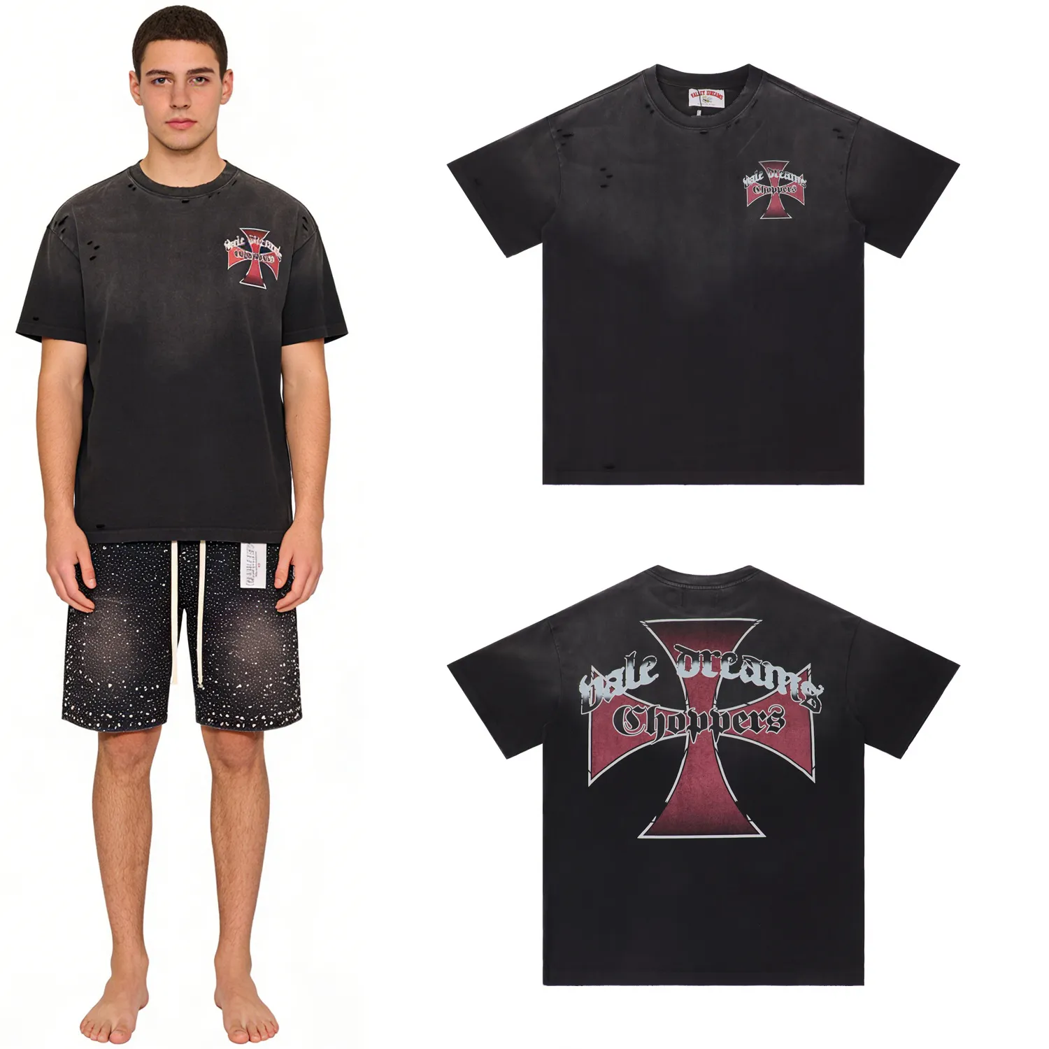 Distressed Graphic Print Cotton T-Shirt D8811741