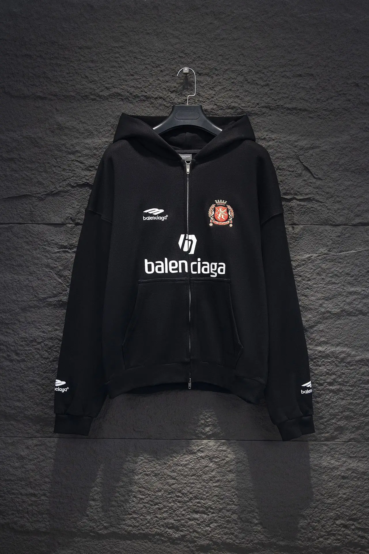 Oversized Logo-Print Zip-Up Hoodie D21923006