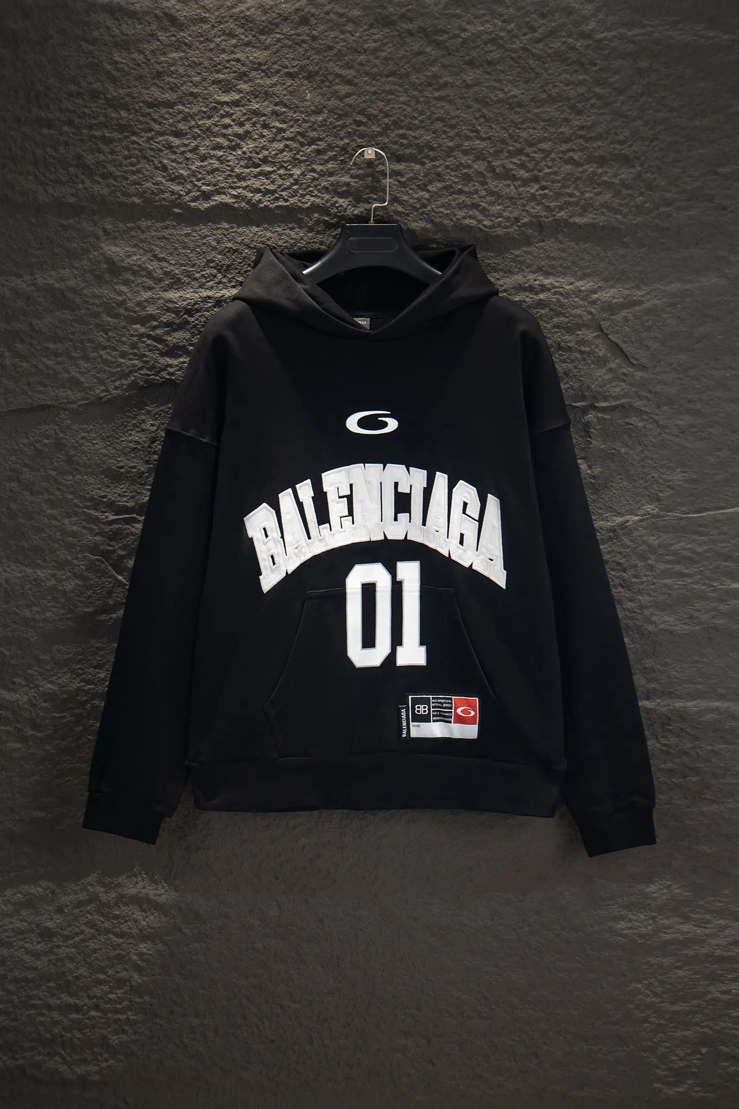 Oversized Jersey-Style Embroidered Hoodie D19522987