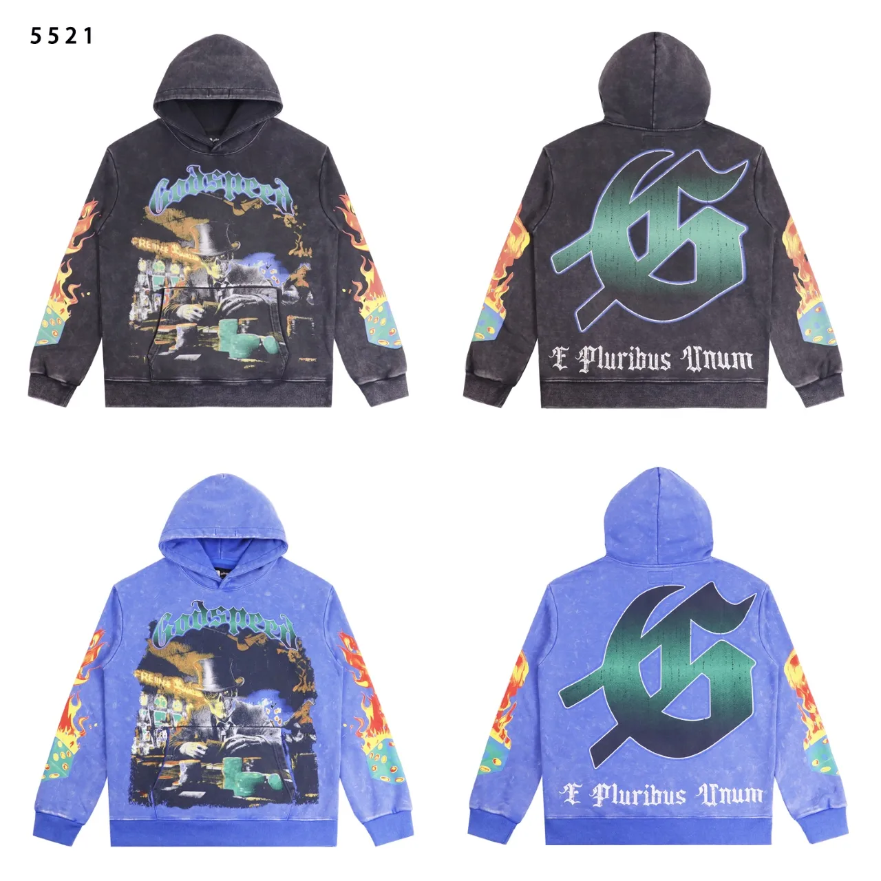 Godspeed Graphic Print Washed Cotton Hoodie D12811861