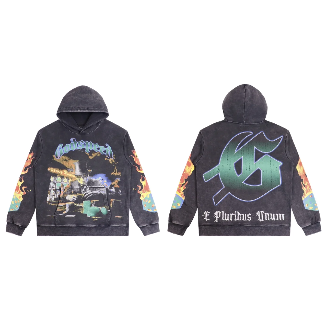 Godspeed Graphic Print Washed Cotton Hoodie D12811861 — view 3