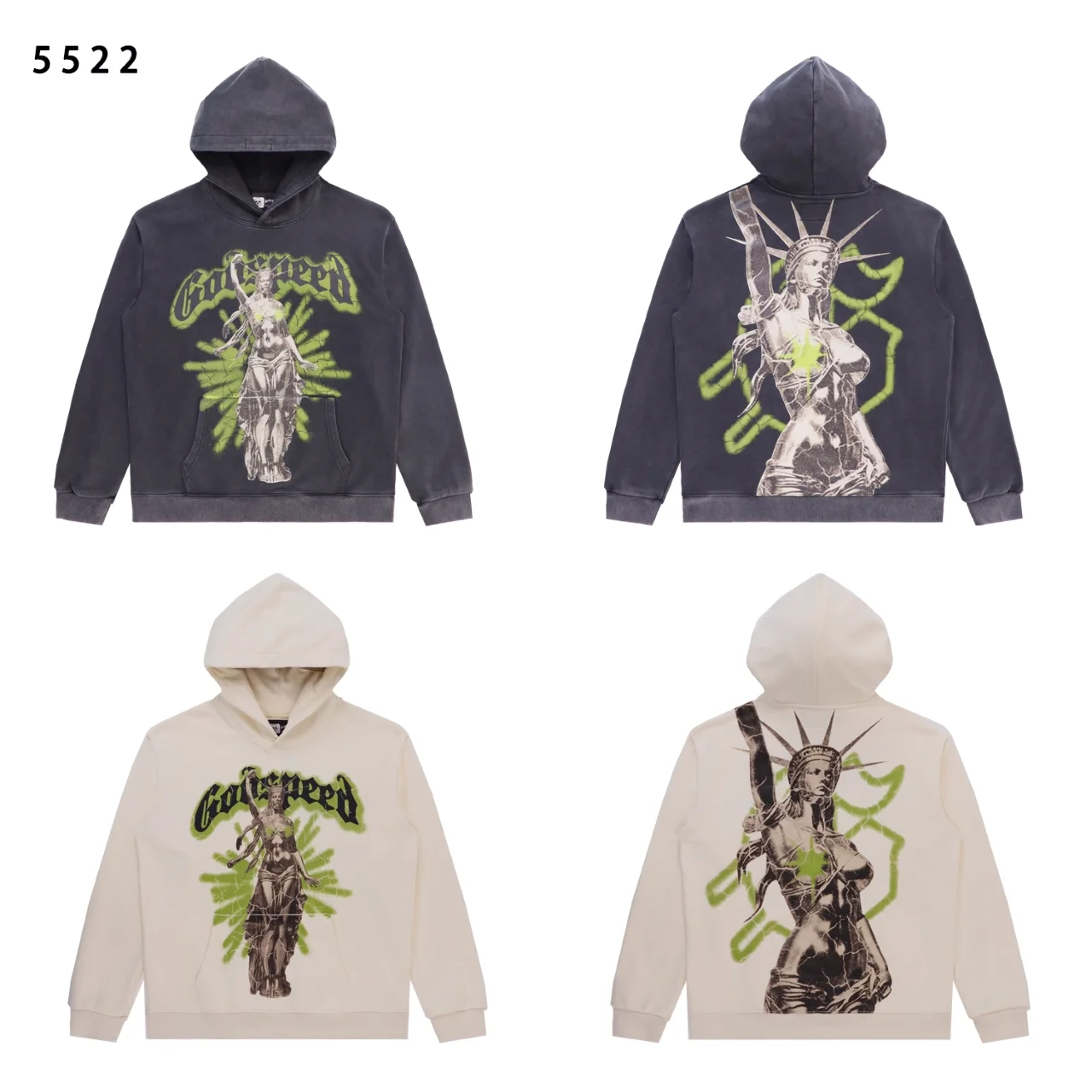 Godspeed Graphic Print Washed Cotton Hoodie D12811860