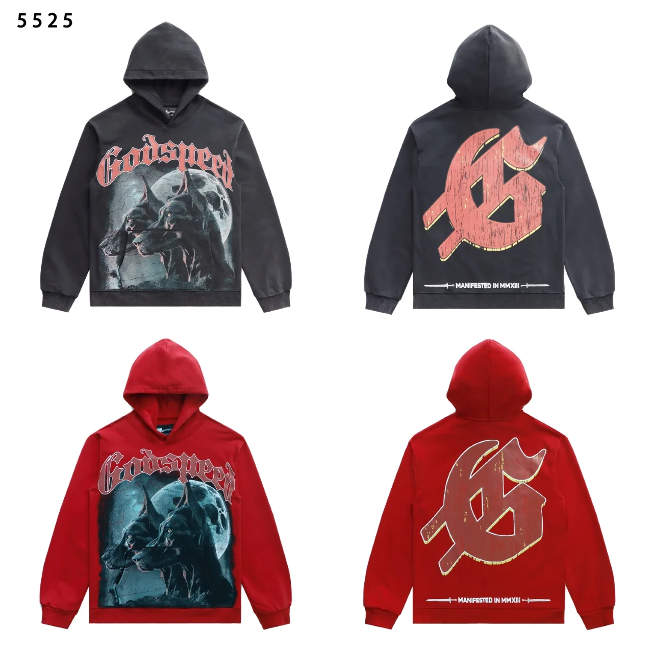 Godspeed Graphic Print Washed Hoodie D12811879