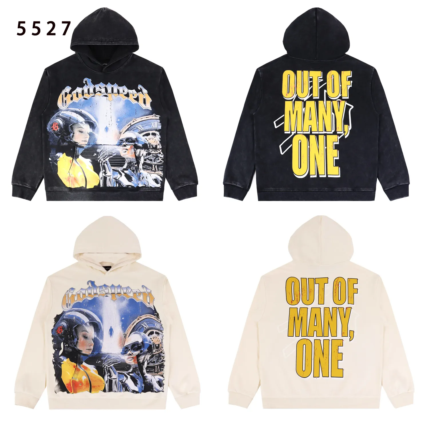 Godspeed Graphic Print Washed Hoodie D12811831