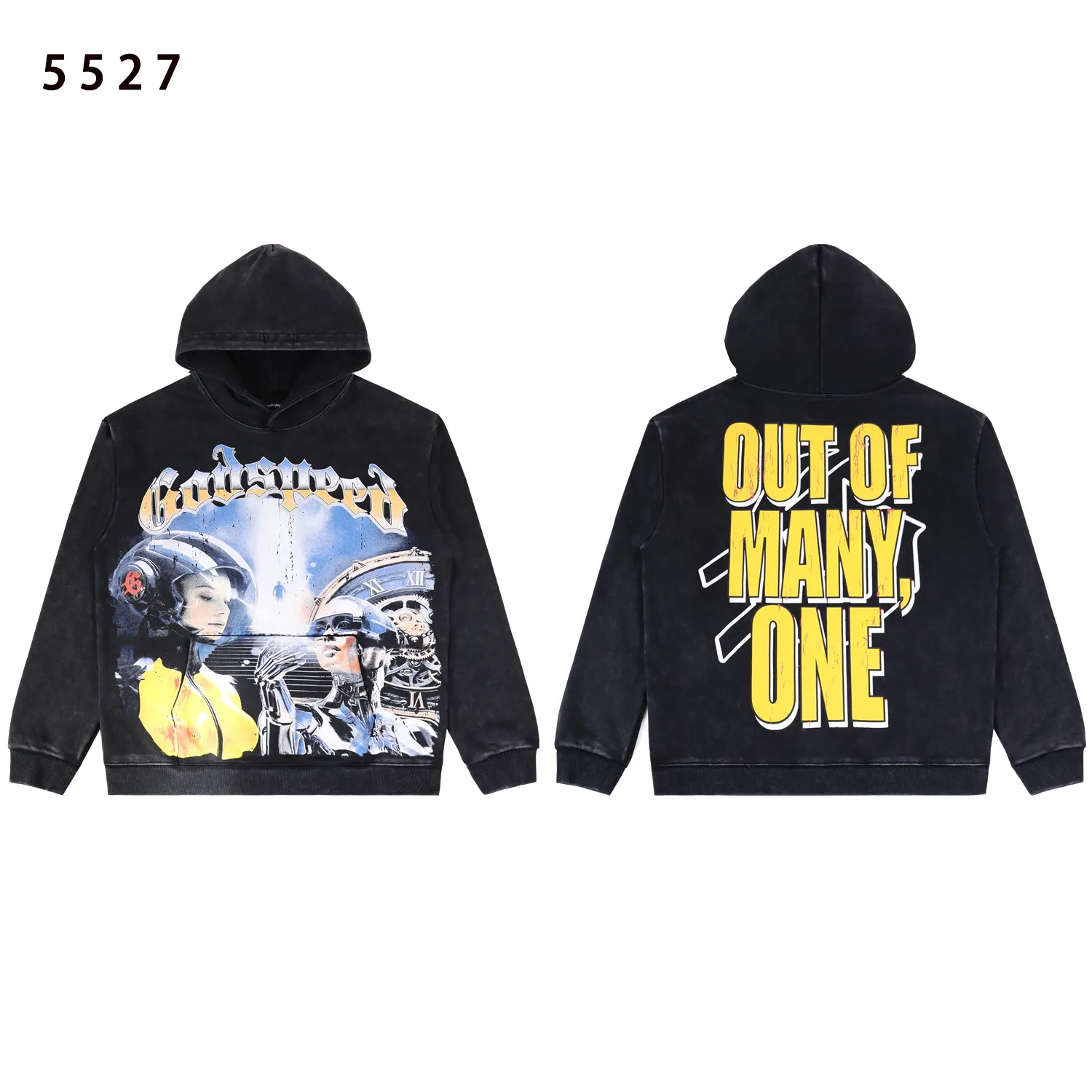 Godspeed Graphic Print Washed Hoodie D12811831 — view 2