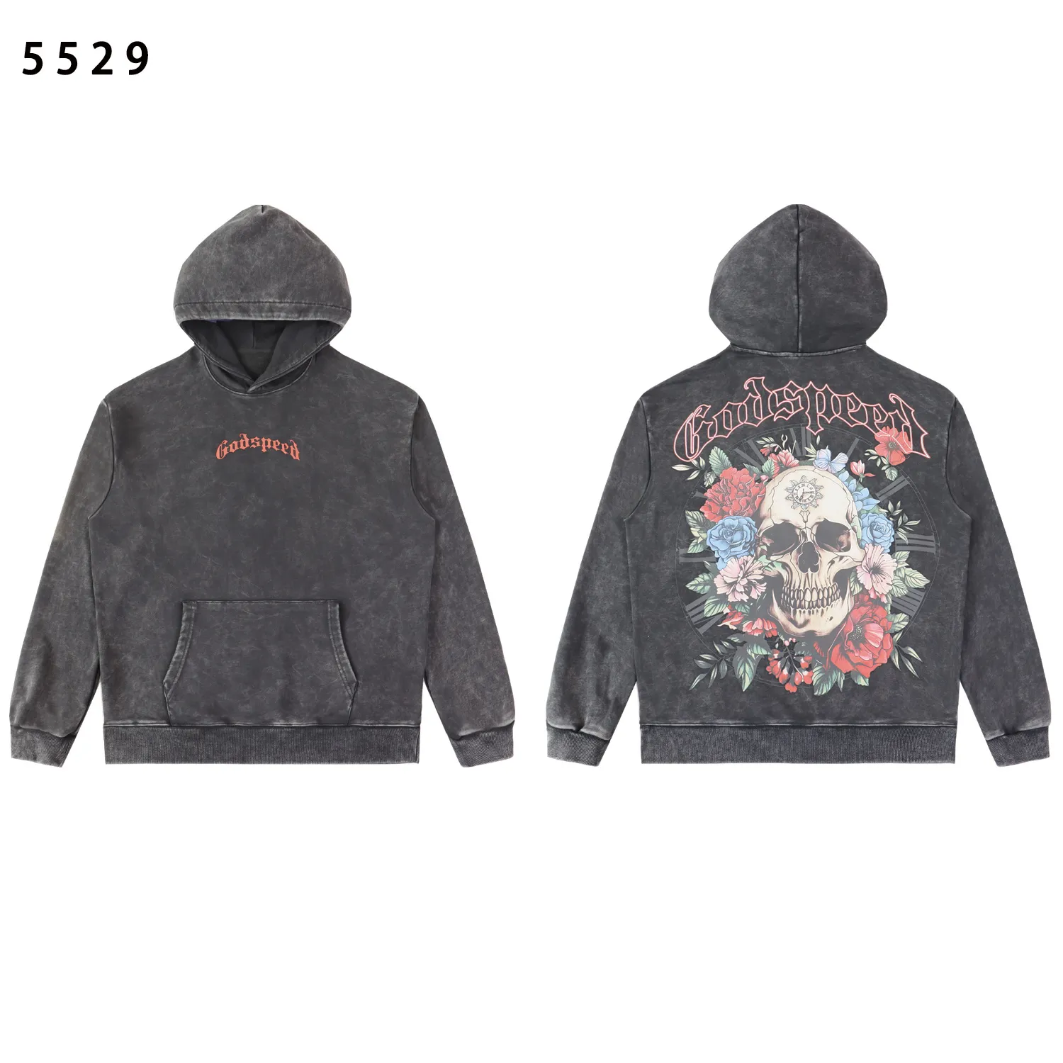 Skull and Rose Graphic Washed Hoodie D12811830 — view 2