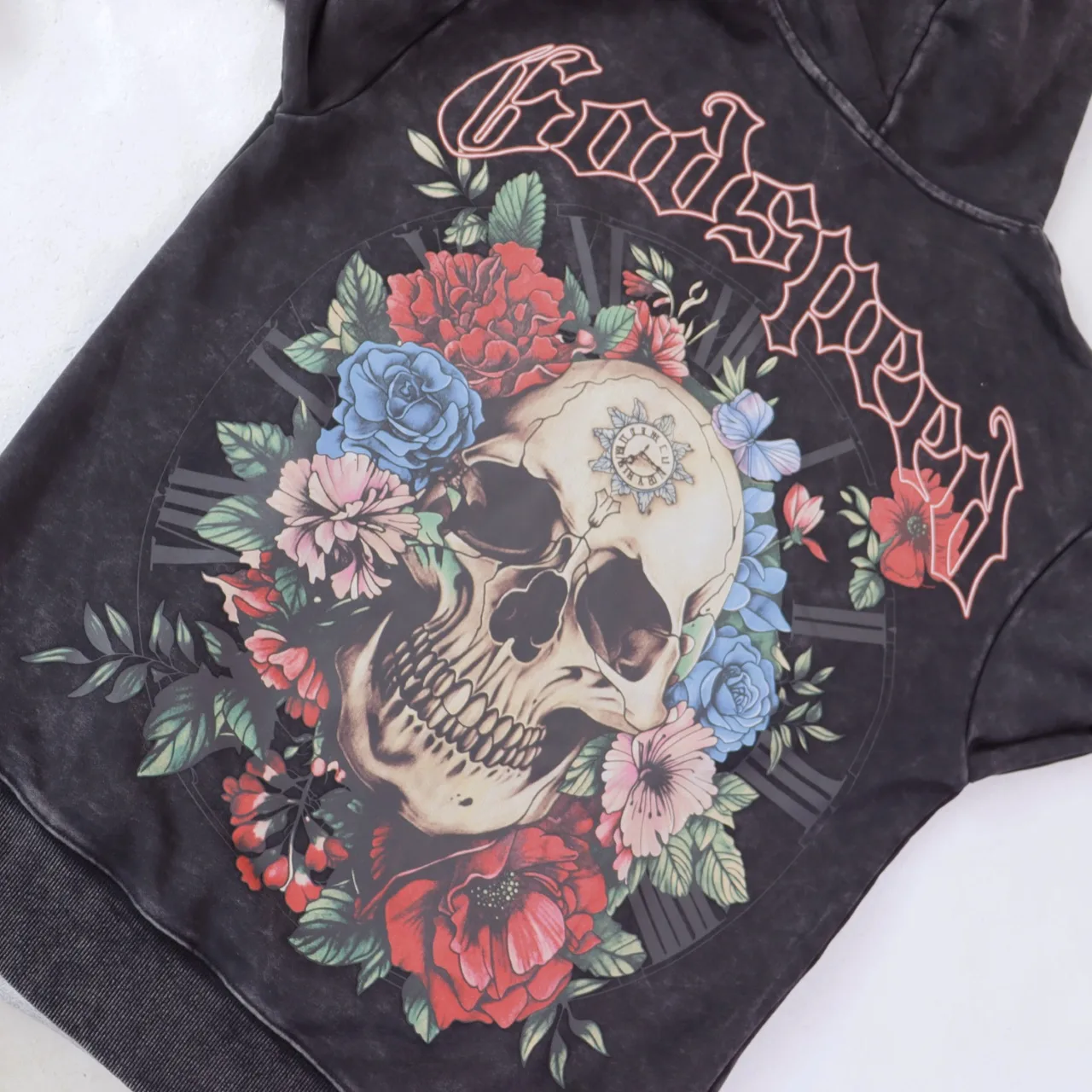 Skull and Rose Graphic Washed Hoodie D12811830 — view 6