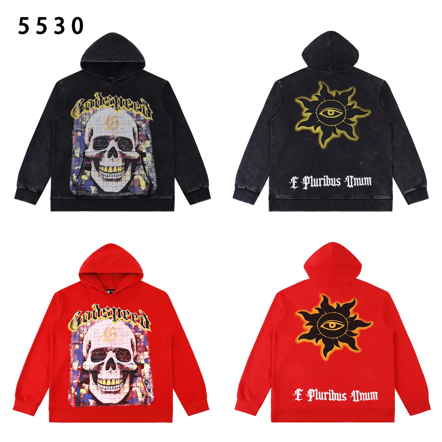 Godspeed Skull Graphic Washed Hoodie D12811833