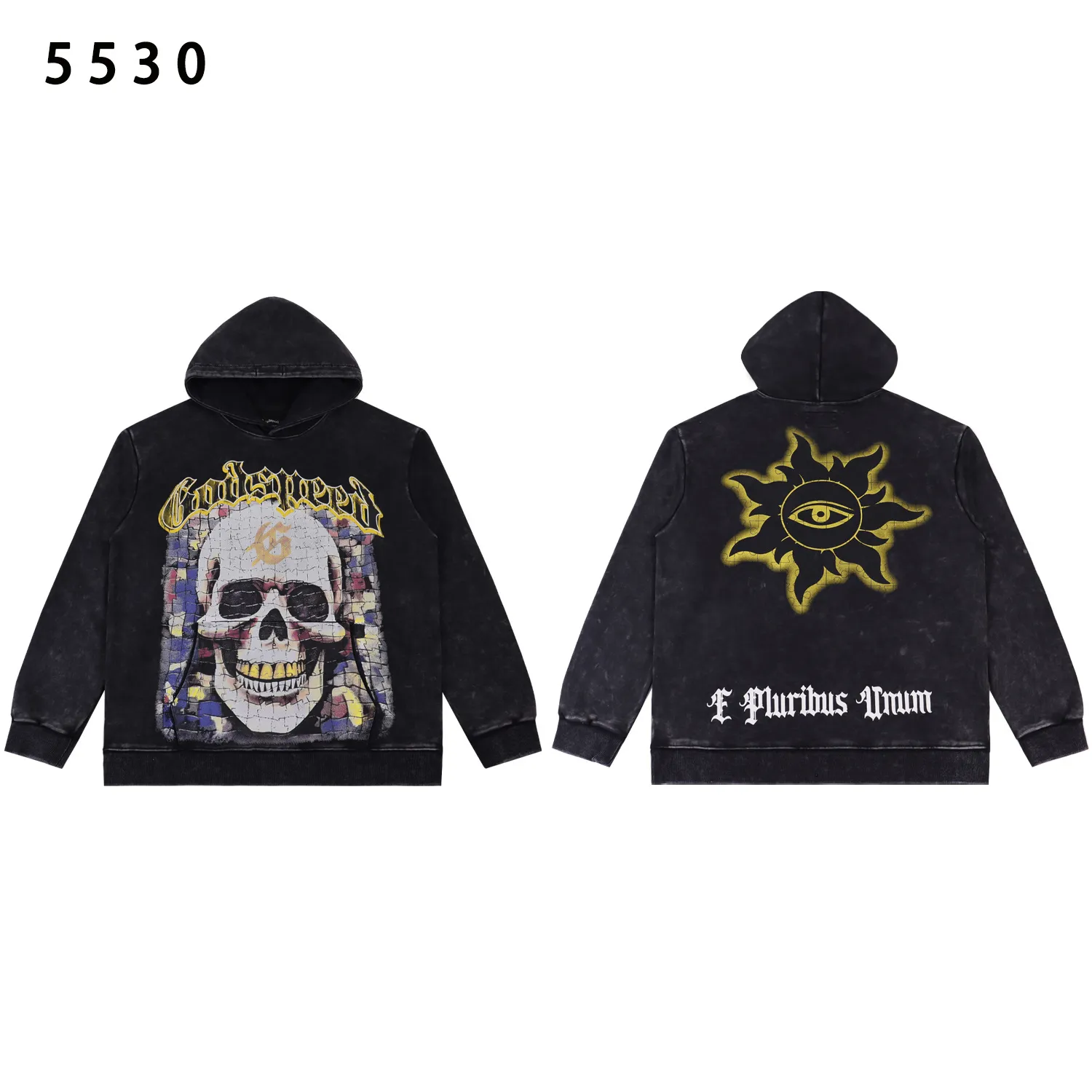 Godspeed Skull Graphic Washed Hoodie D12811833 — view 2
