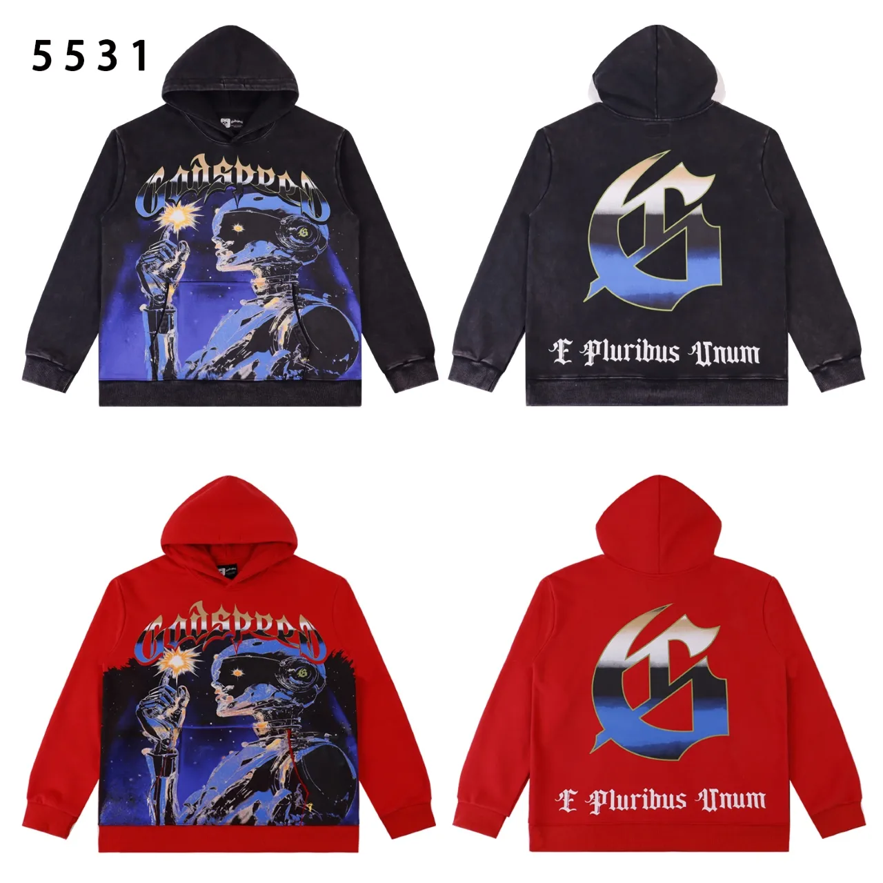 Godspeed Graphic Print Washed Cotton Hoodie D12811835