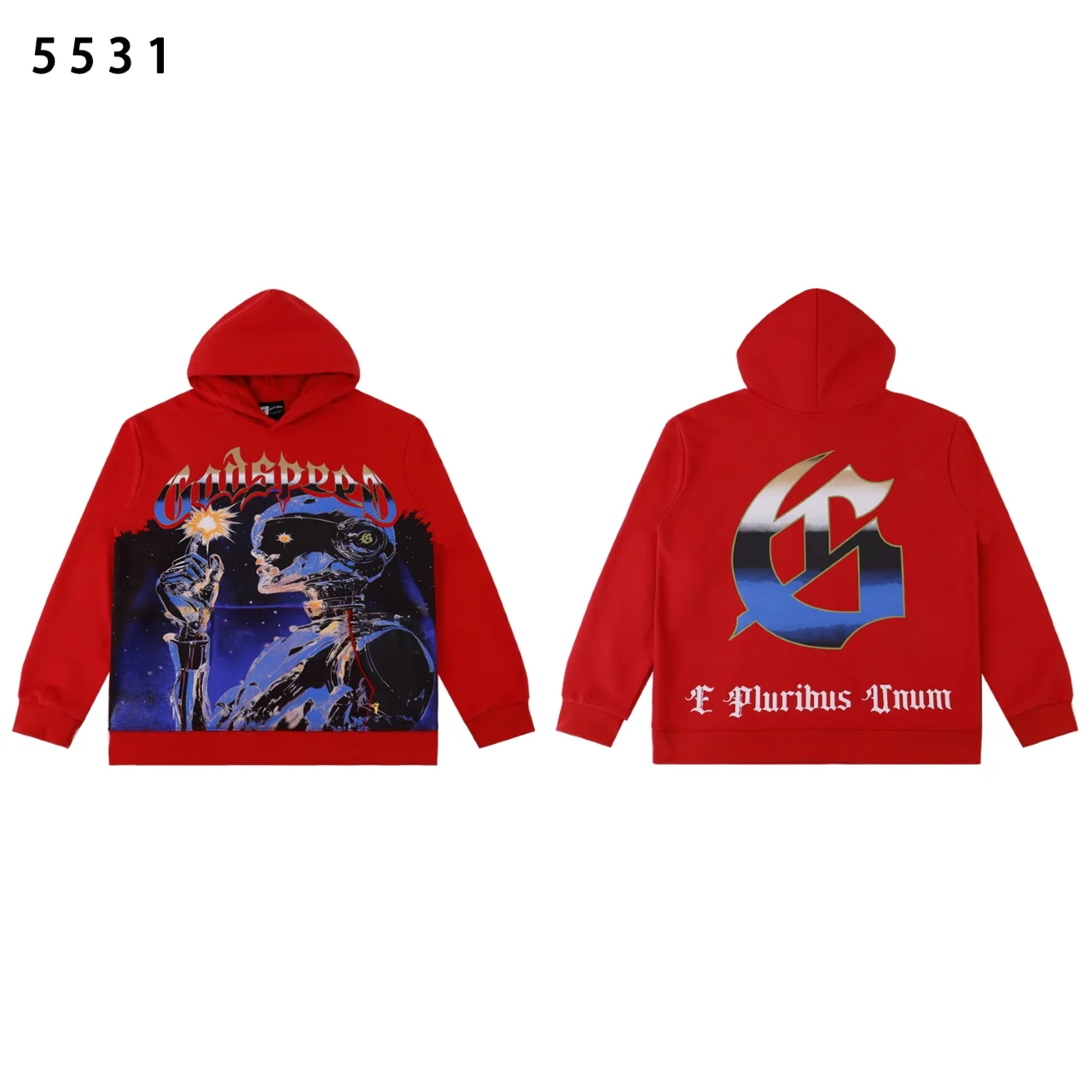 Godspeed Graphic Print Washed Cotton Hoodie D12811835 — view 2