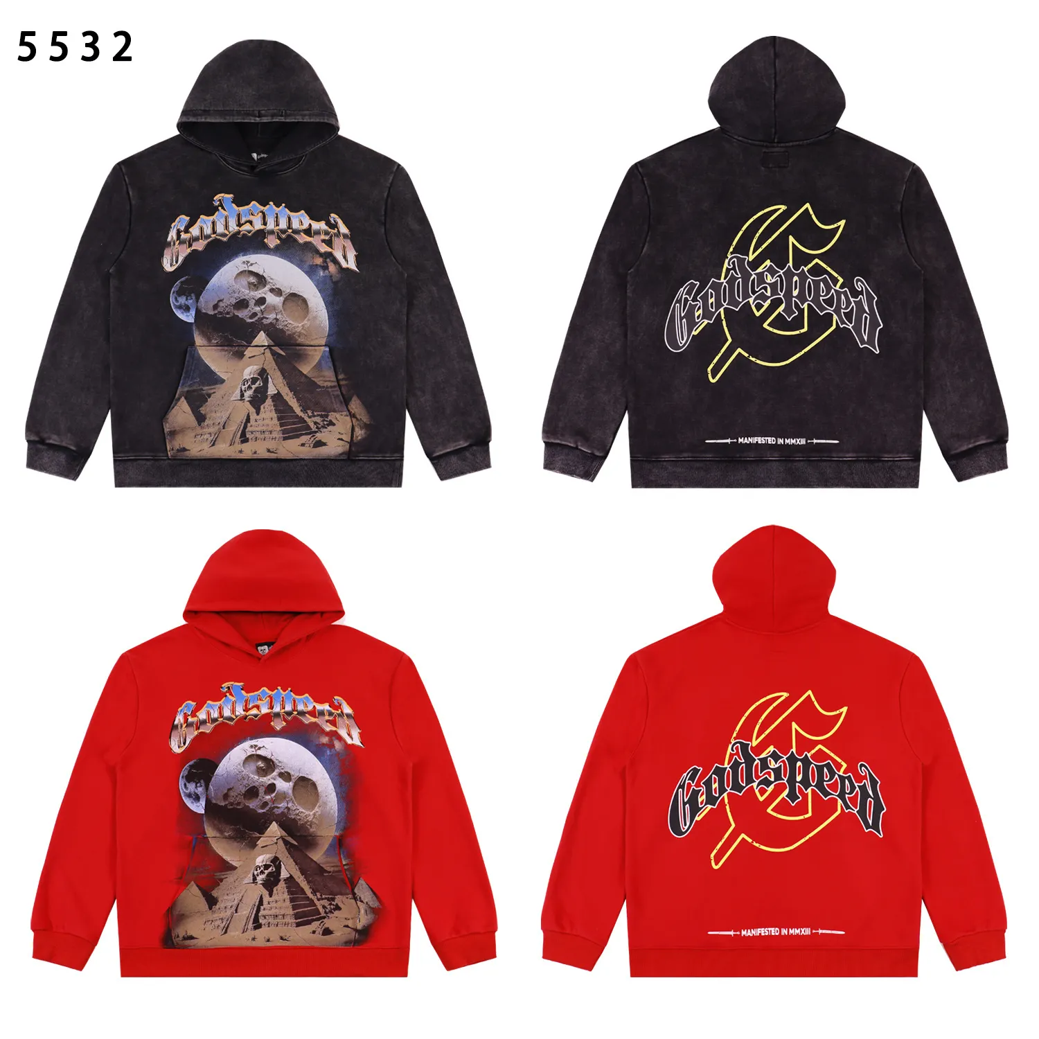 Godspeed Graphic Print Washed Cotton Hoodie D12811837