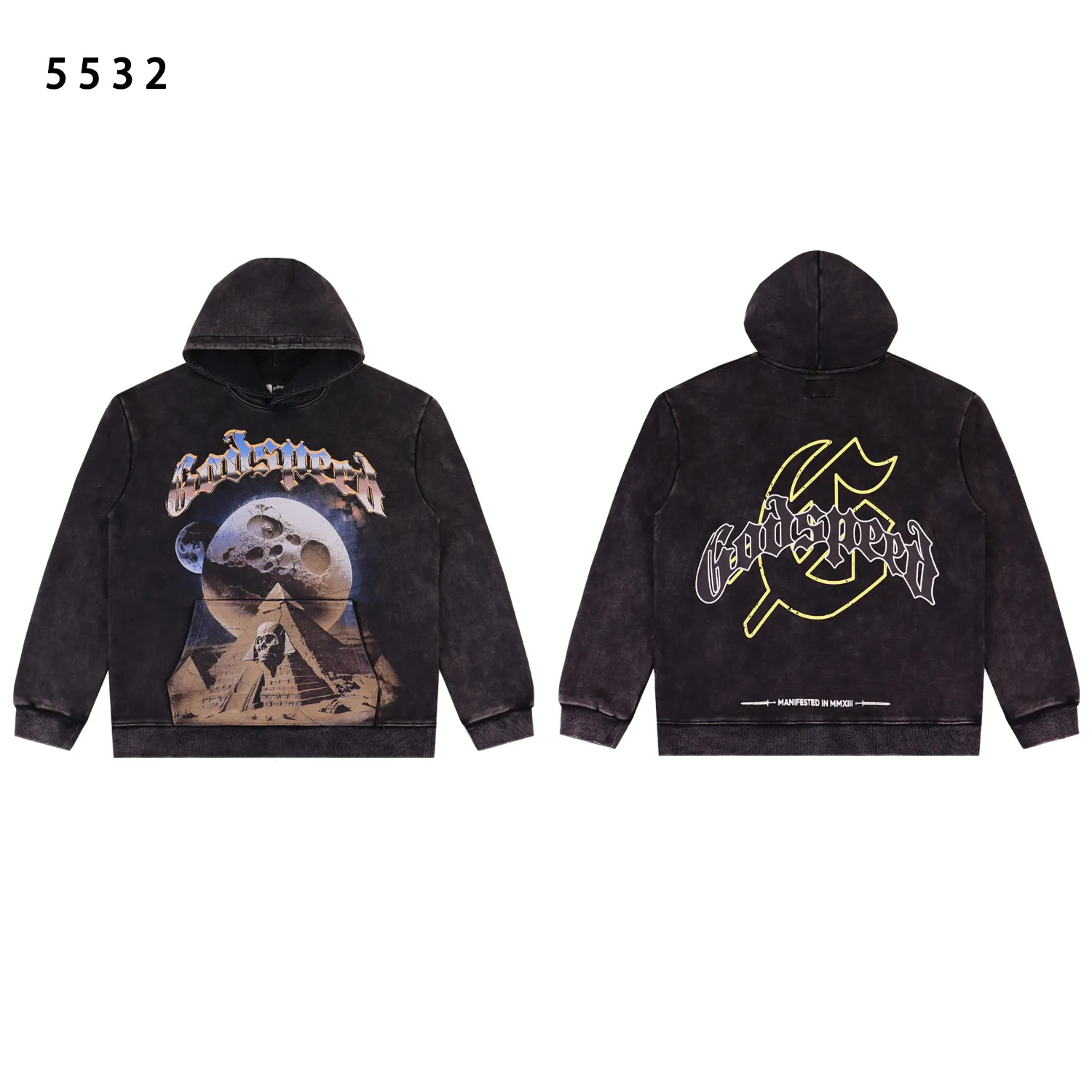 Godspeed Graphic Print Washed Cotton Hoodie D12811837 — view 3