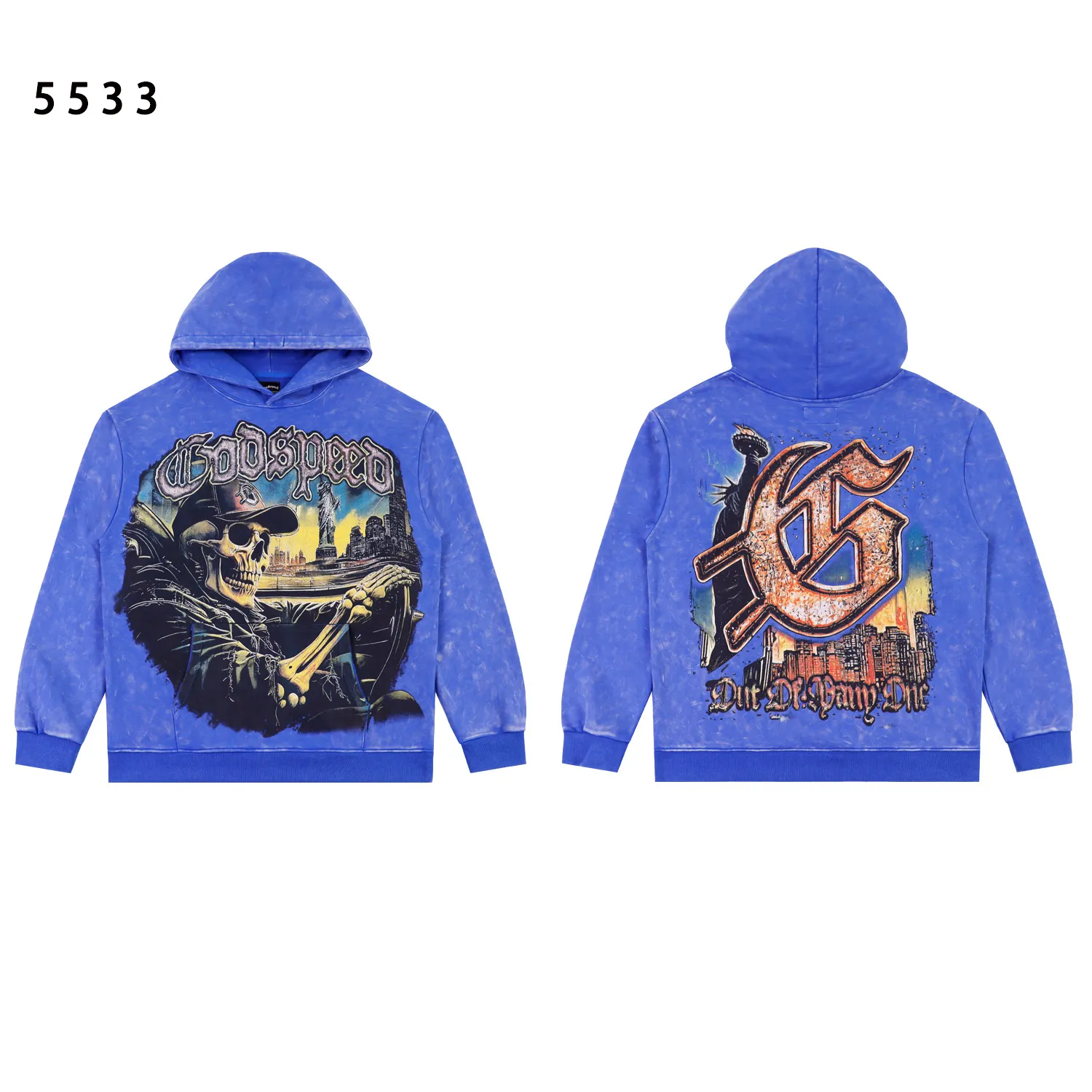 Godspeed Graphic Print Acid-Wash Hoodie D12811832 — view 2