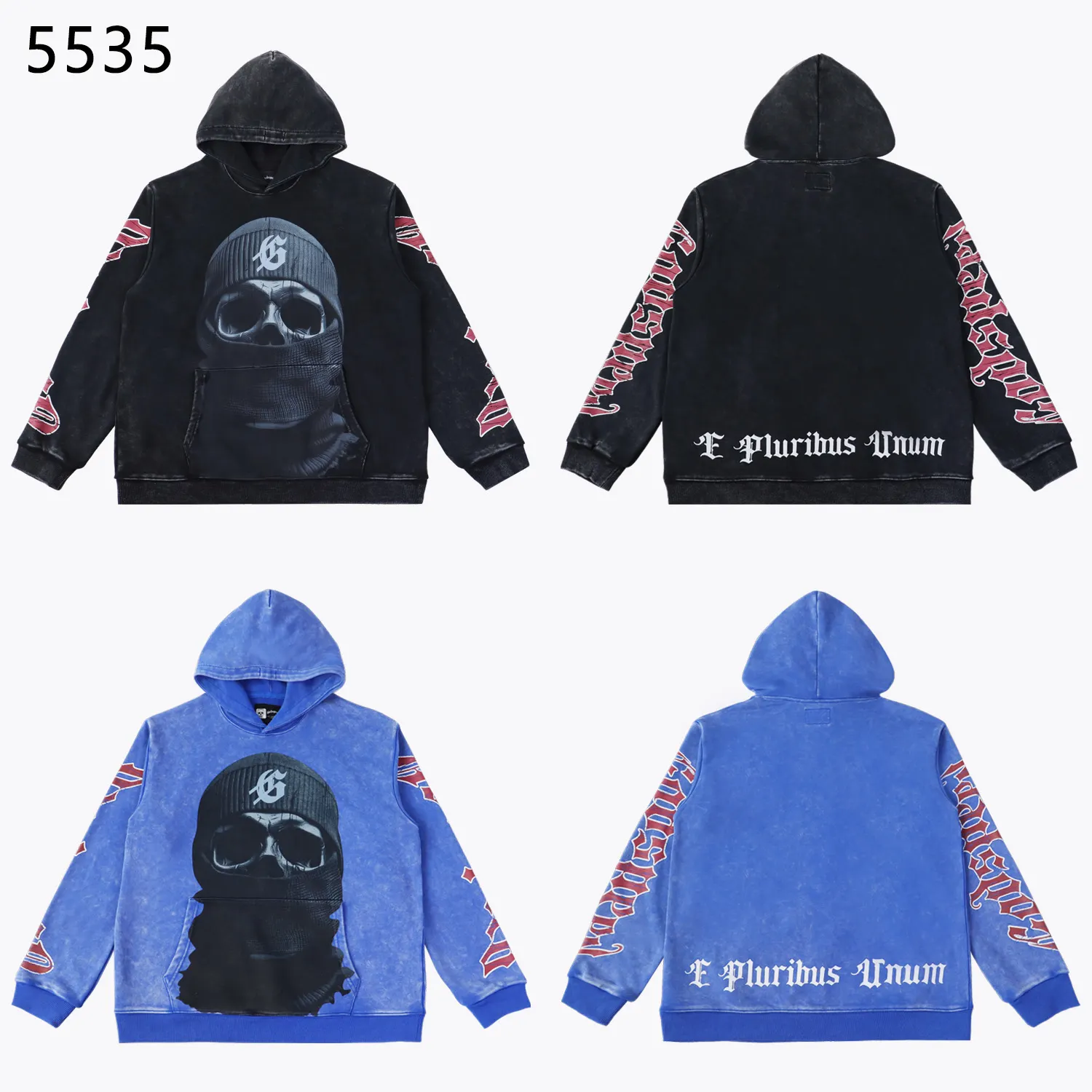 Graphic Print Washed Cotton Hoodie D12811838