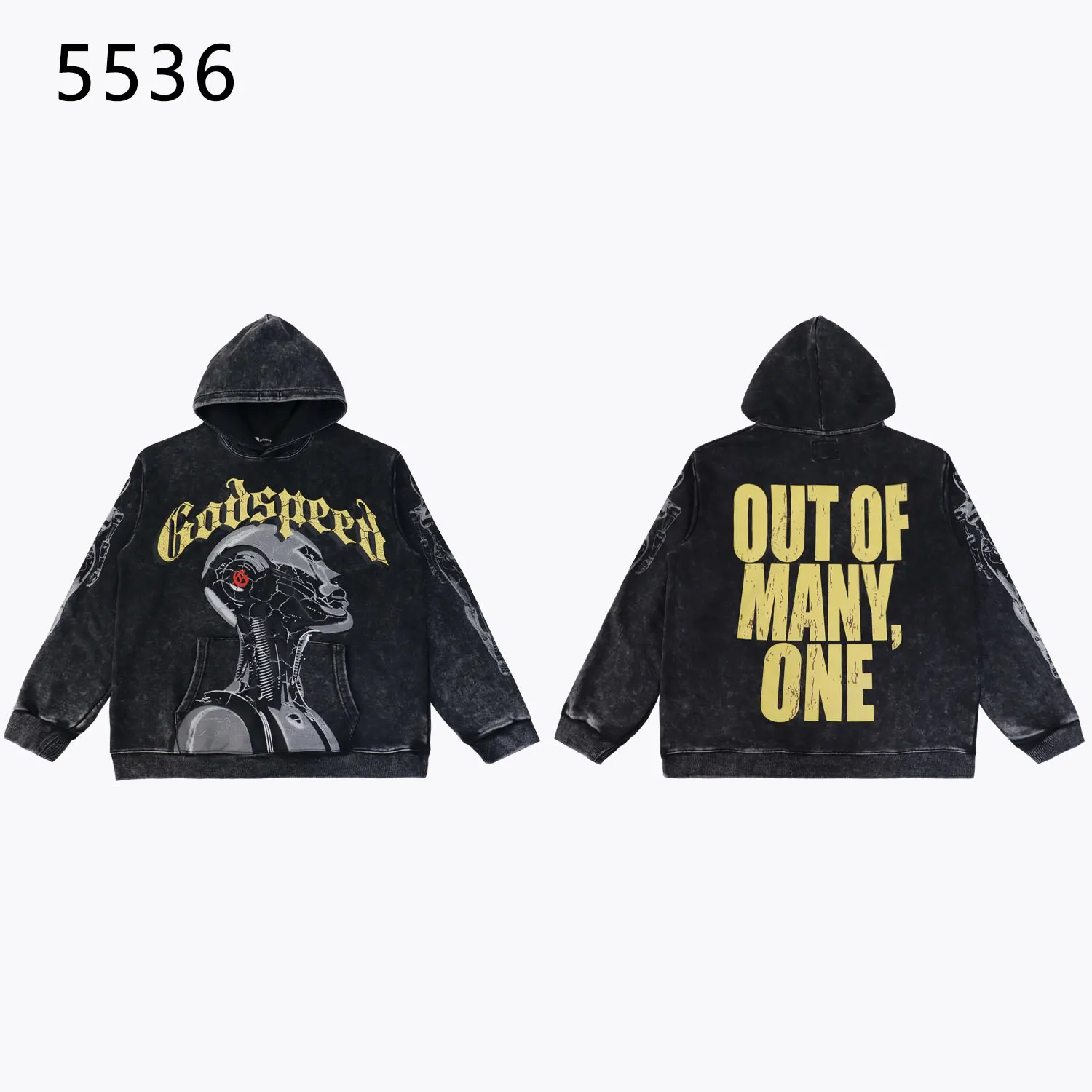 Godspeed Graphic Print Washed Cotton Hoodie D12811806 — view 2