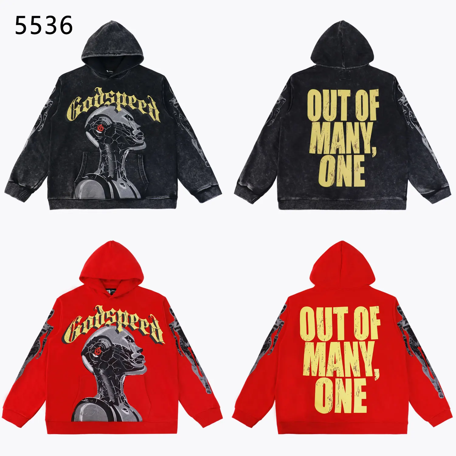 Godspeed Graphic Print Washed Cotton Hoodie D12811806 — view 3
