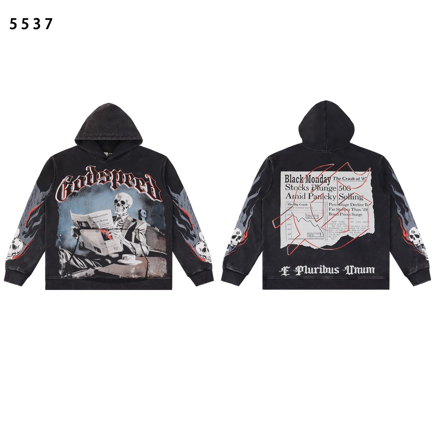 Godspeed Graphic Print Washed Hoodie D12811839 — view 2