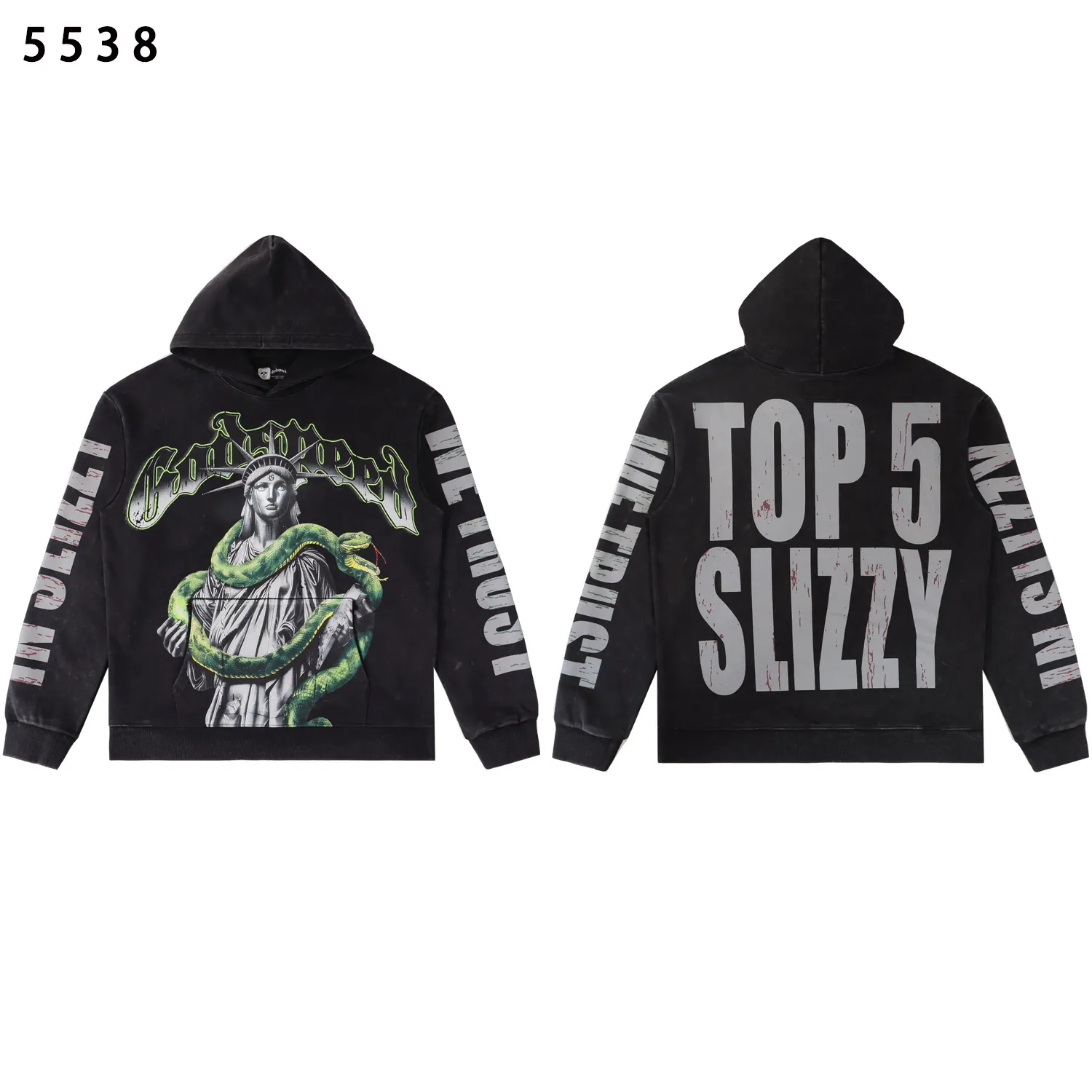 Graphic Print Washed Cotton Hoodie D12811840 — view 3
