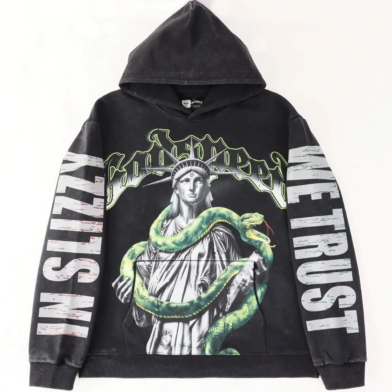 Graphic Print Washed Cotton Hoodie D12811840 — view 4