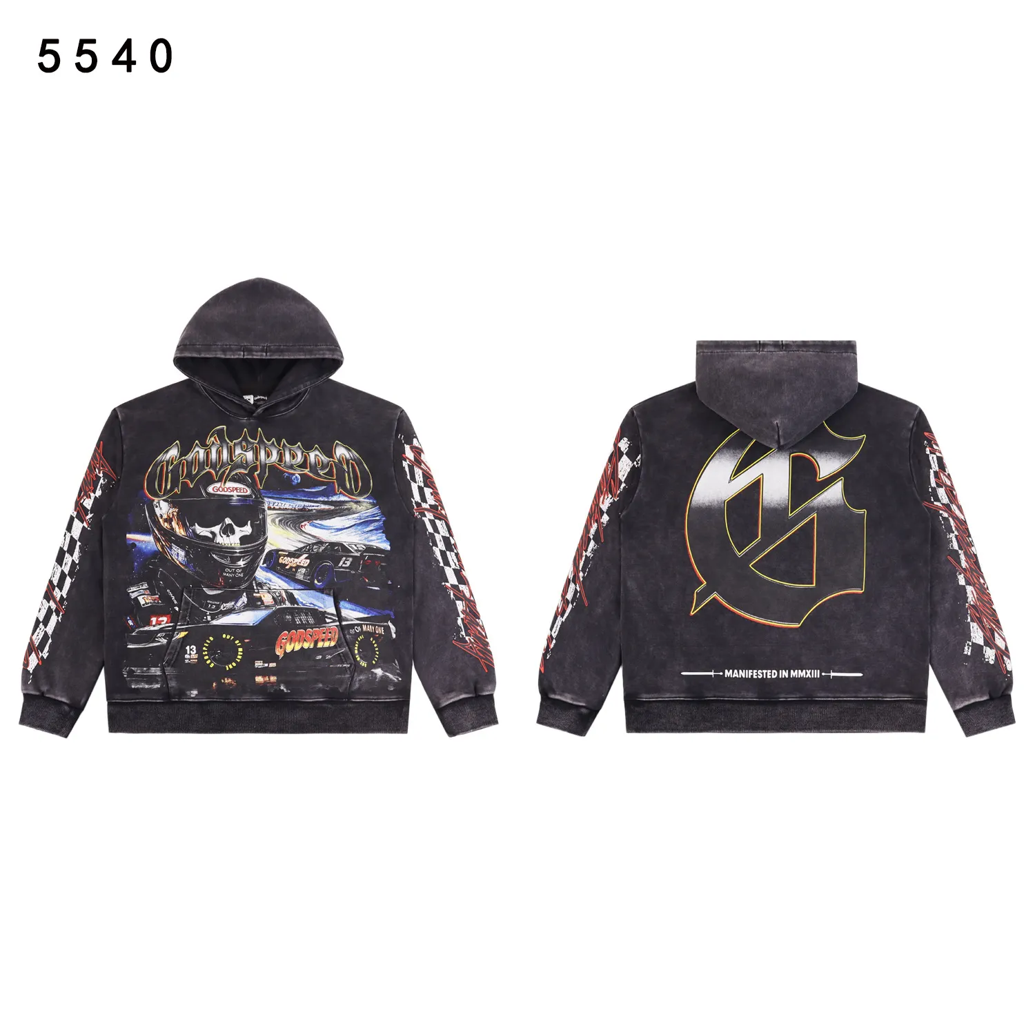 Godspeed Graphic Print Washed Cotton Hoodie D12811813 — view 4