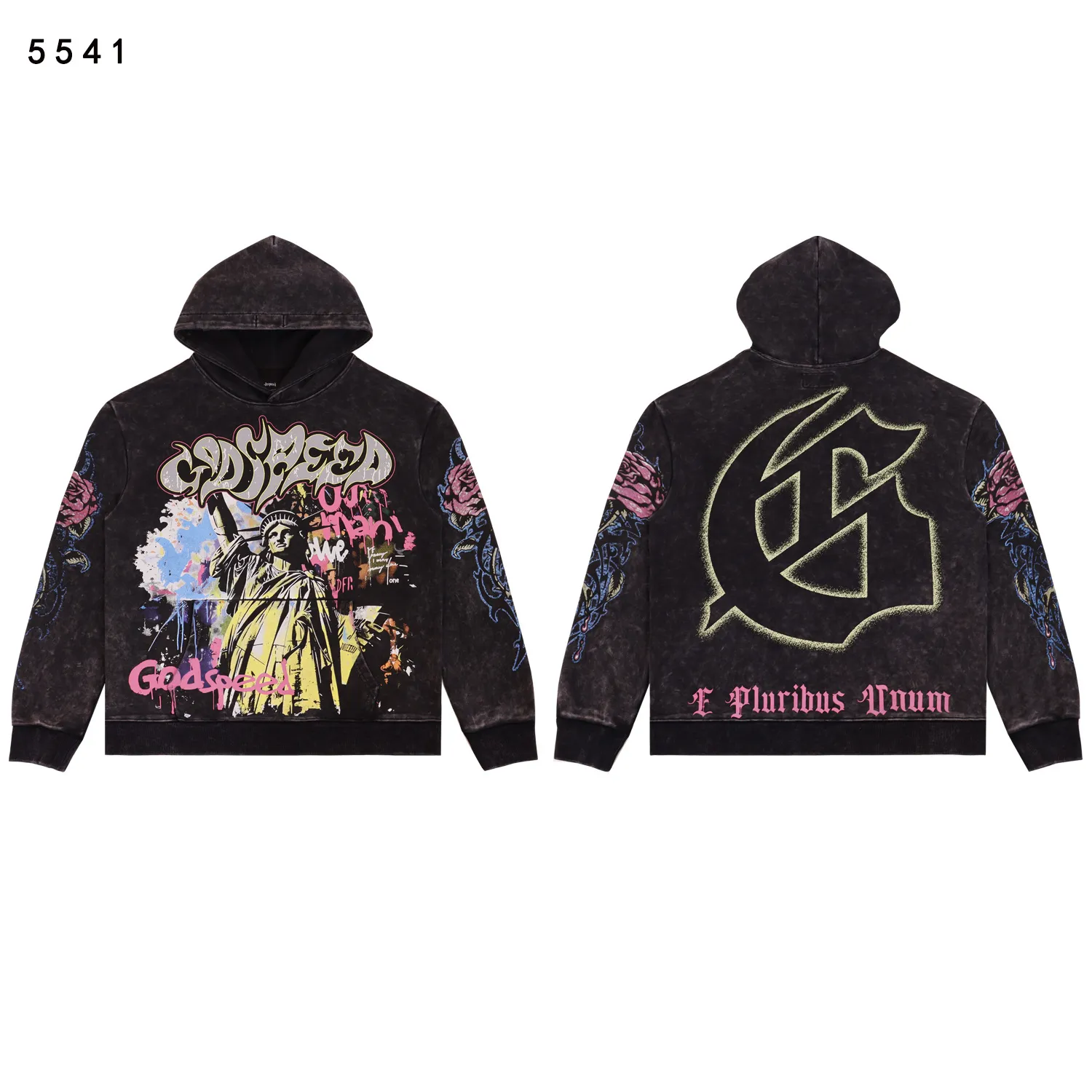 Godspeed Graphic Print Washed Hoodie D12811842 — view 3
