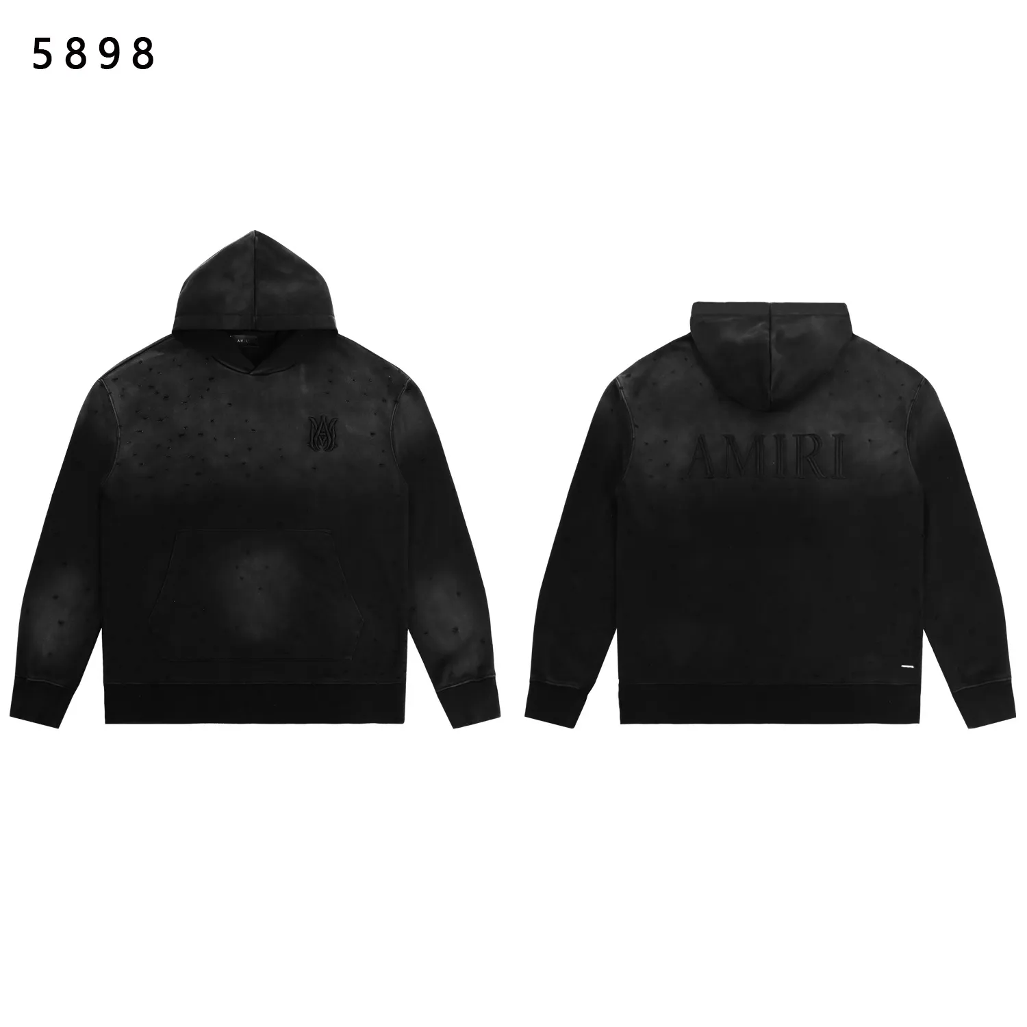 Distressed Logo-Embroidered Cotton Hoodie D13811826 — view 4