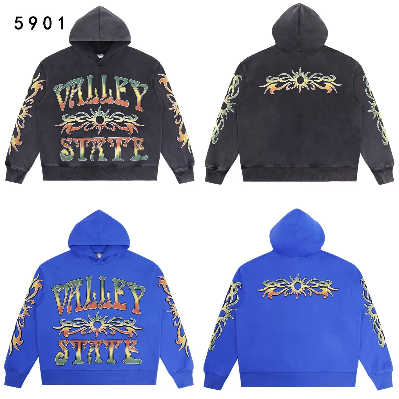 Valley State Graphic Print Washed Hoodie D13511870