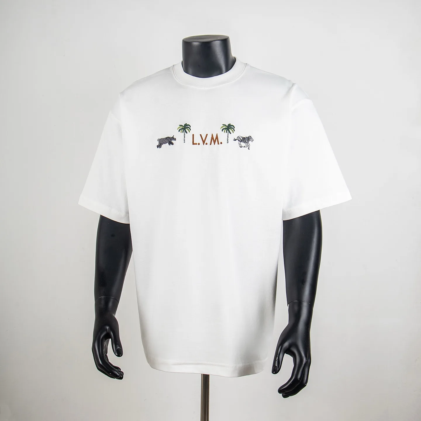 Embroidered Tropical Animal Cotton T-Shirt D11515006