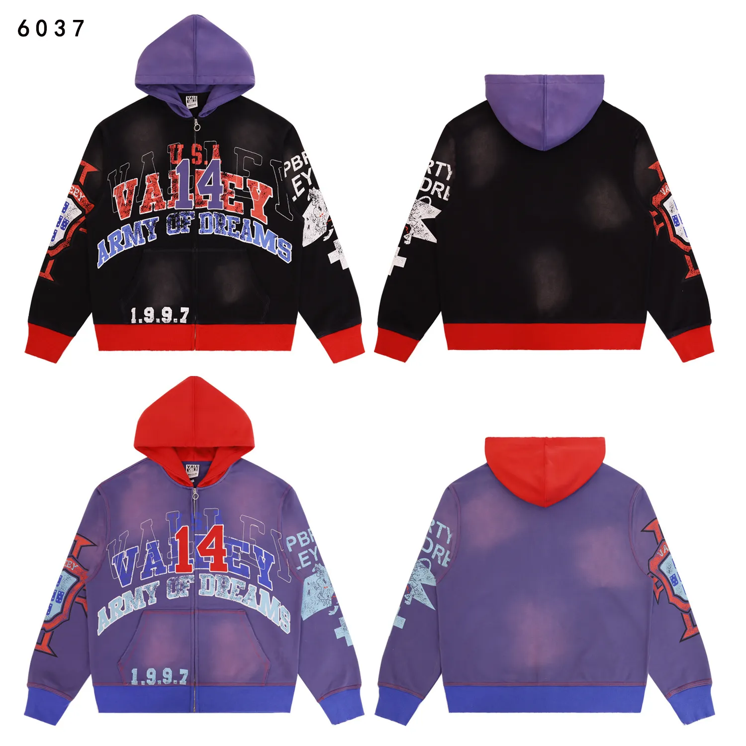 Graphic Print Zip-Up Hoodie D16511844