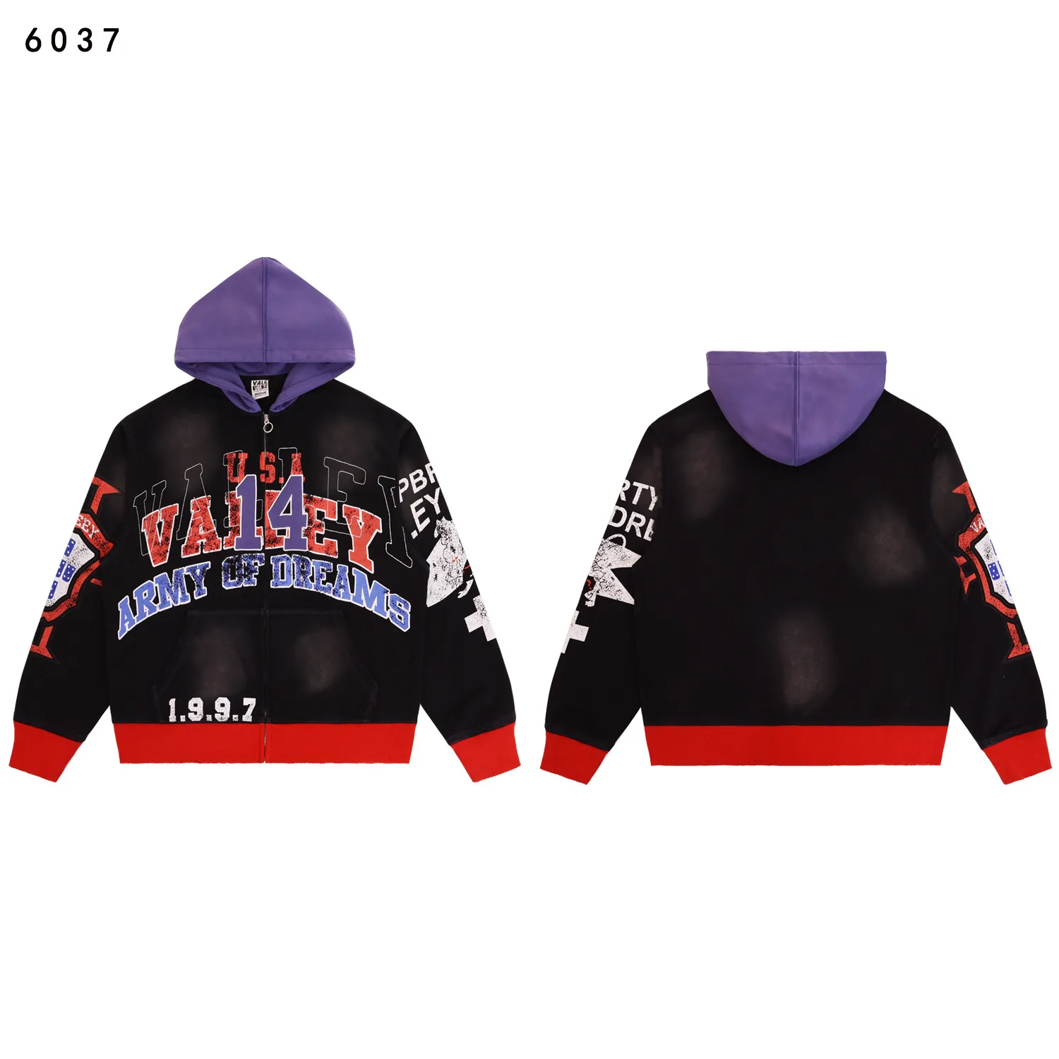 Graphic Print Zip-Up Hoodie D16511844 — view 2