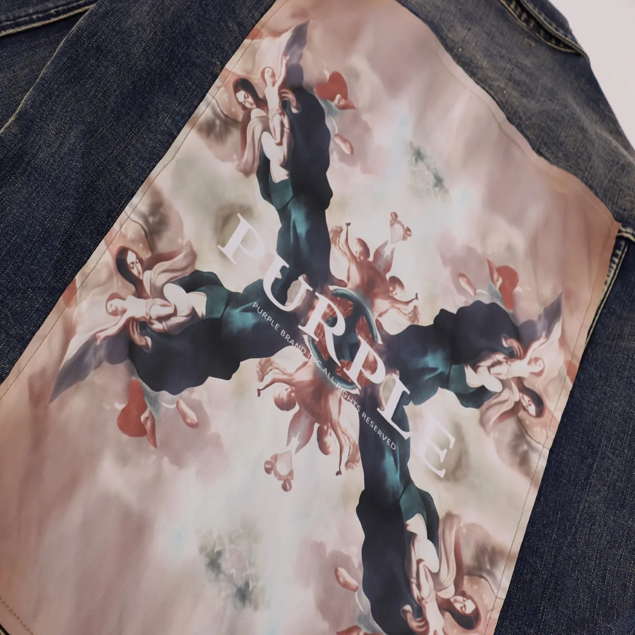 Graphic Print Stretch Denim Trucker Jacket D16811869 — view 4