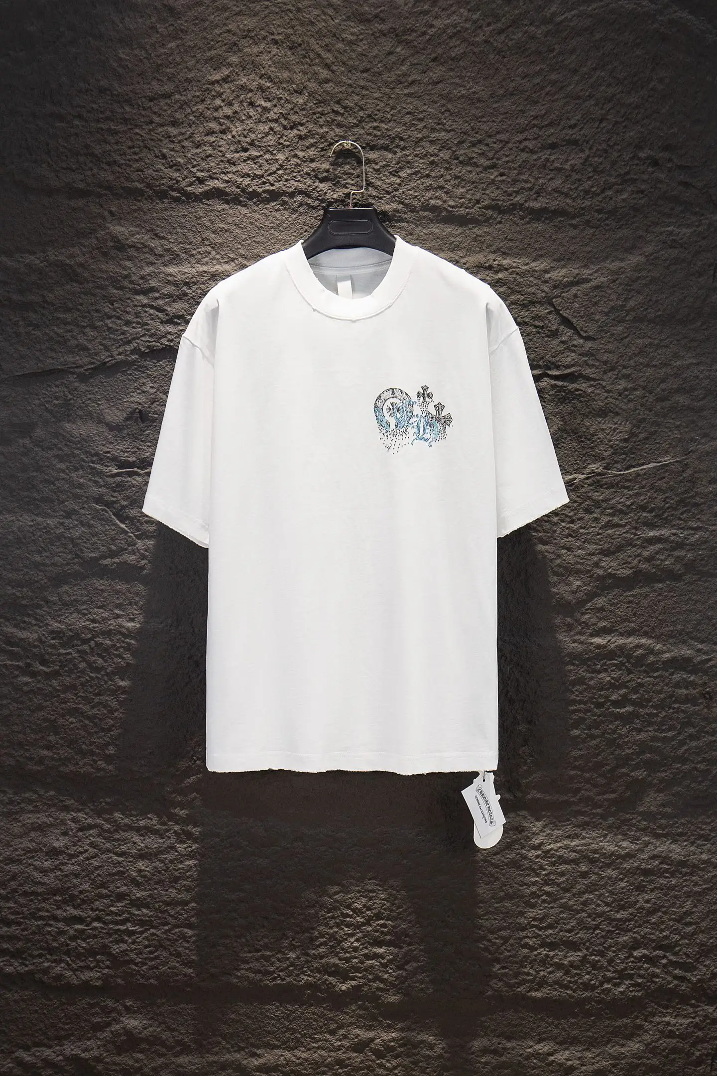 Rhinestone Distressed Oversized T-Shirt D12914938