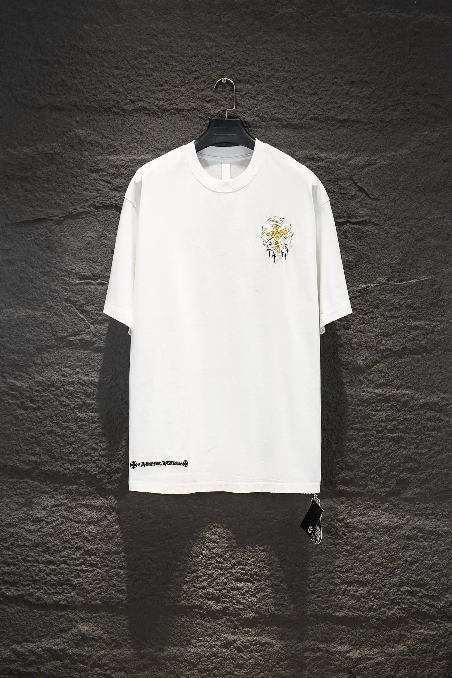 Embroidered Patch Oversized Cotton T-Shirt D14514928