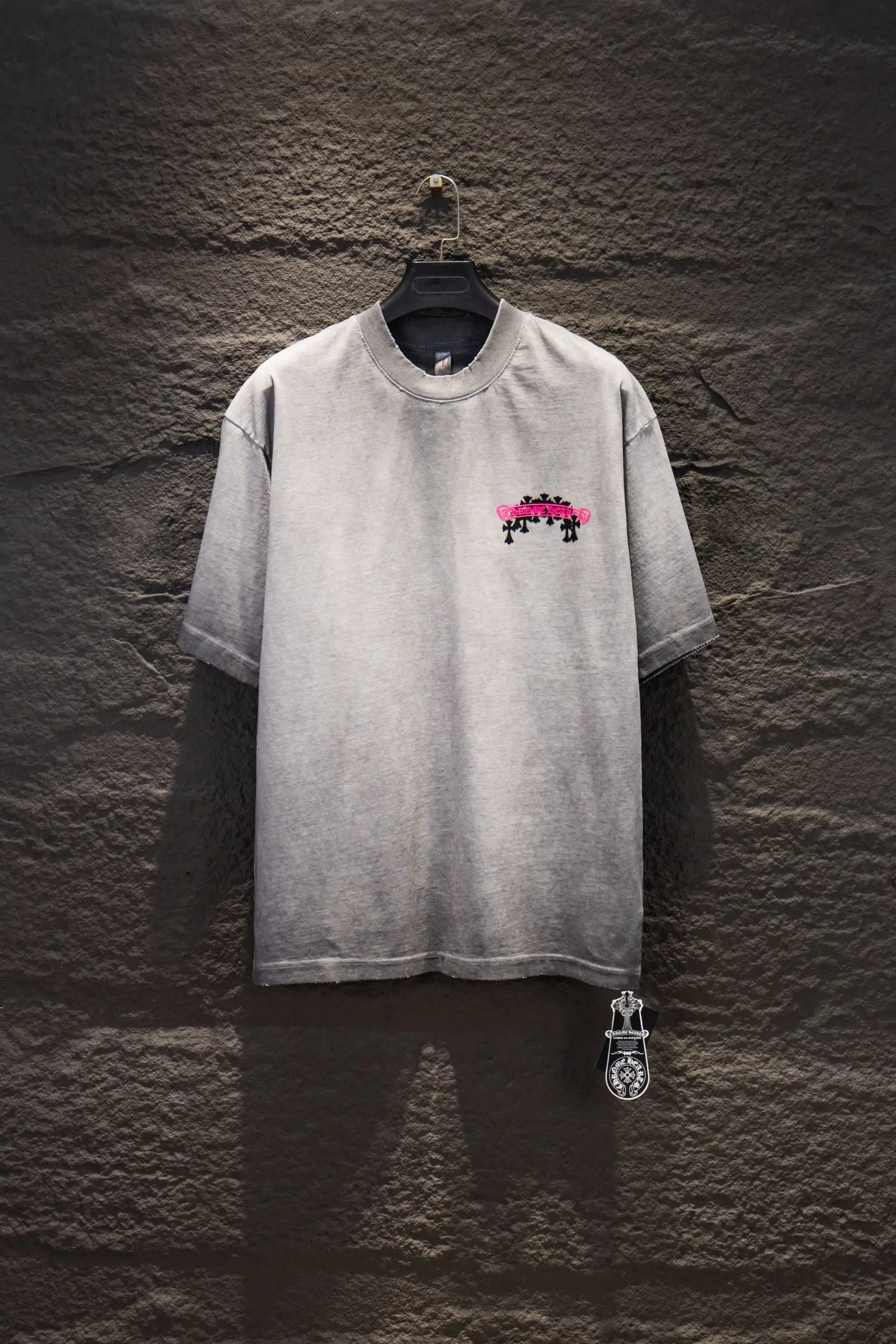 Logo-Flocked Acid-Wash Oversized T-Shirt D13515090