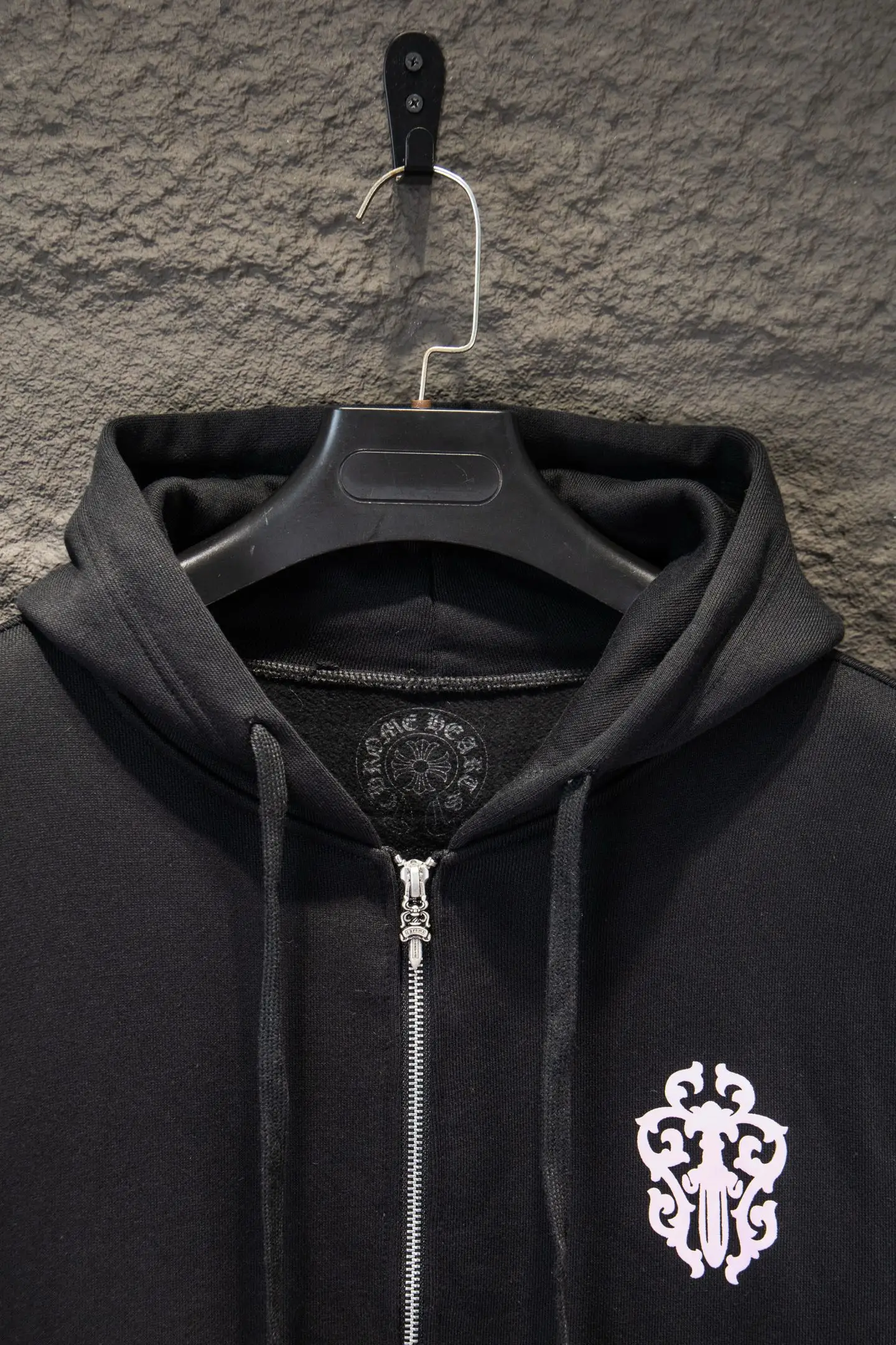 Graphic Print Zip-Up Cotton Hoodie D22922943 — view 3