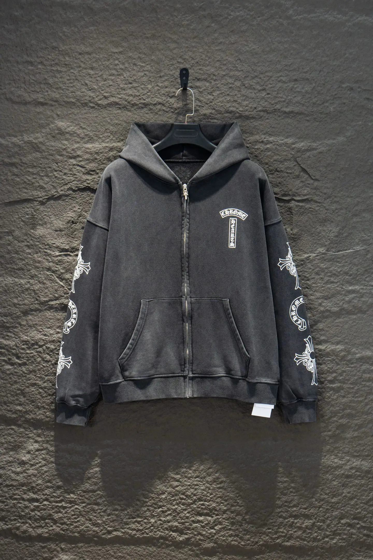 Logo-Print Washed Cotton Zip-Up Hoodie D23522908