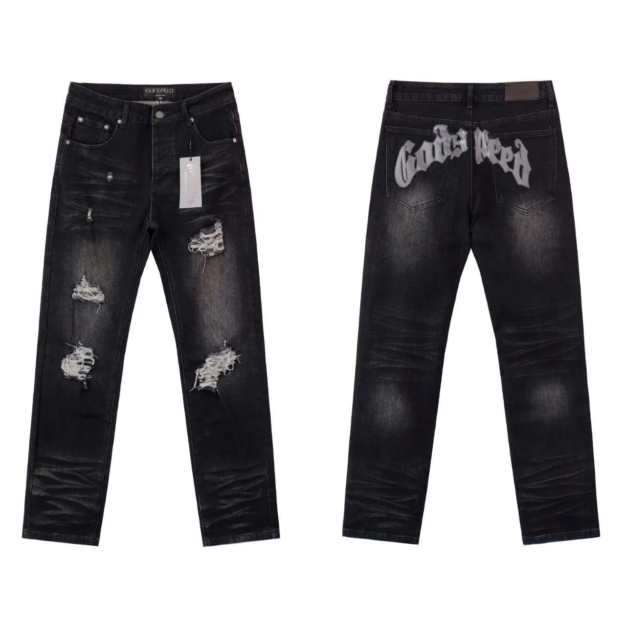 Godspeed Distressed Straight-Leg Jeans D13011857 — view 2
