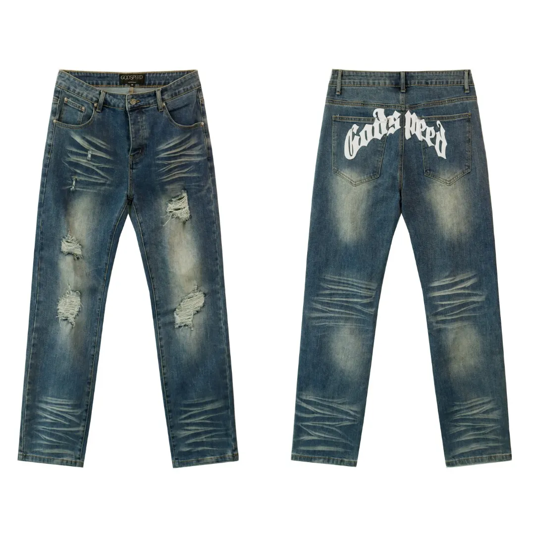 Godspeed Distressed Straight-Leg Jeans D13011857 — view 3