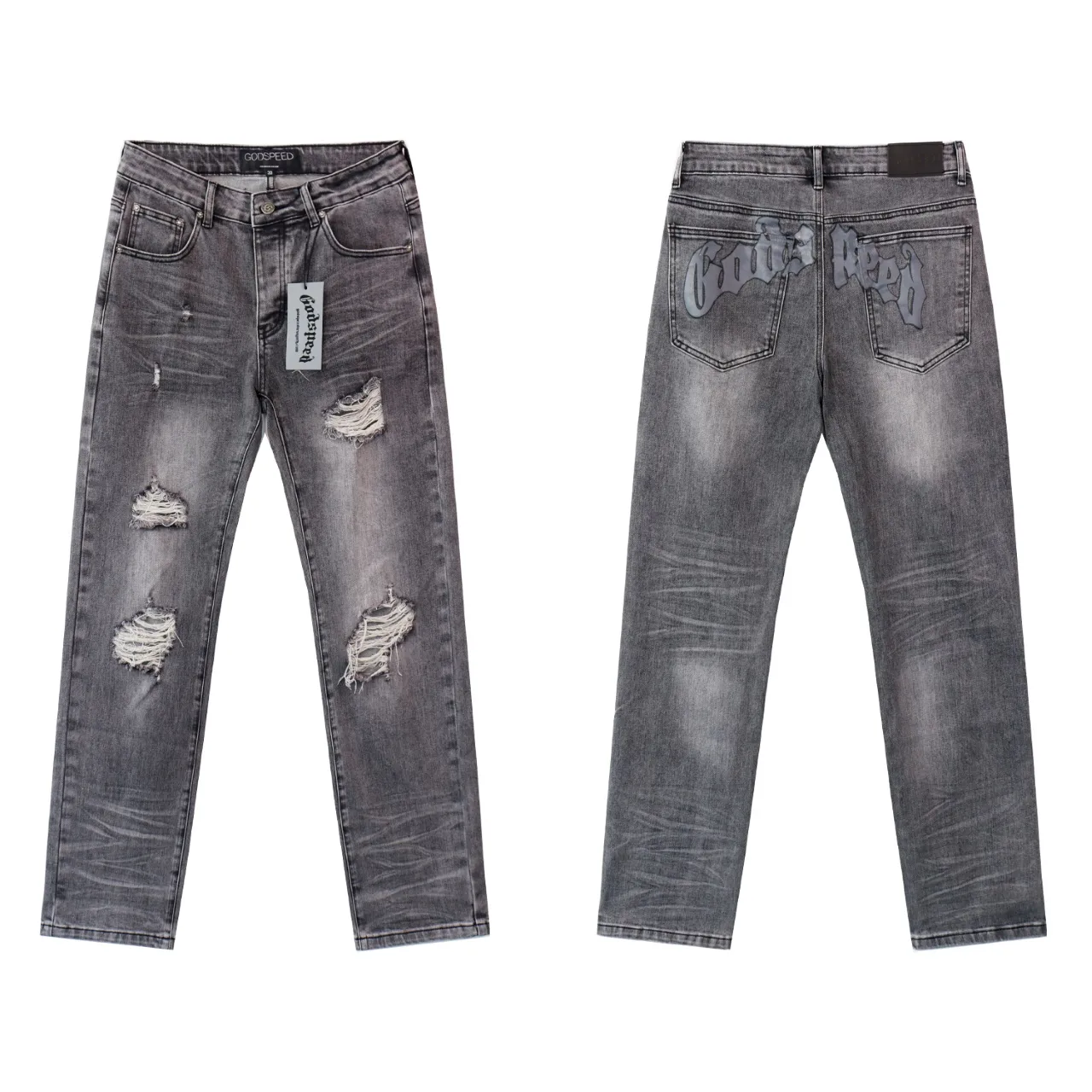 Godspeed Distressed Straight-Leg Jeans D13011857 — view 4