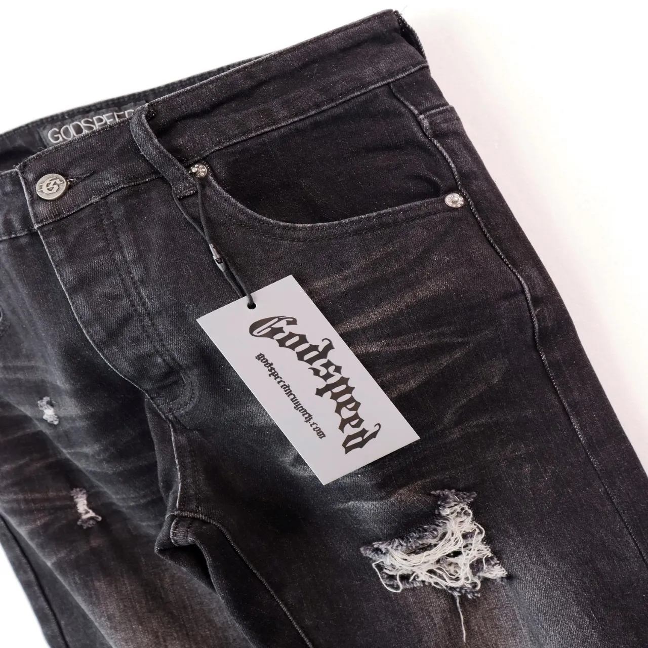 Godspeed Distressed Straight-Leg Jeans D13011857 — view 7