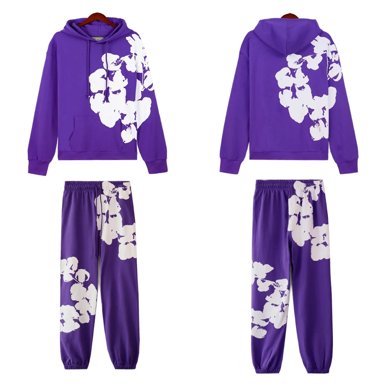Cotton-Wreath Print Fleece Tracksuit D12211868
