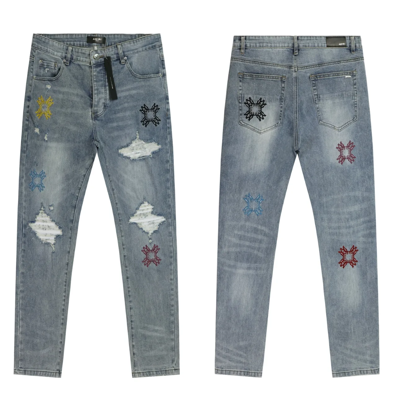 Sinners Embroidered Distressed Slim-Fit Jeans D13311802 — view 2