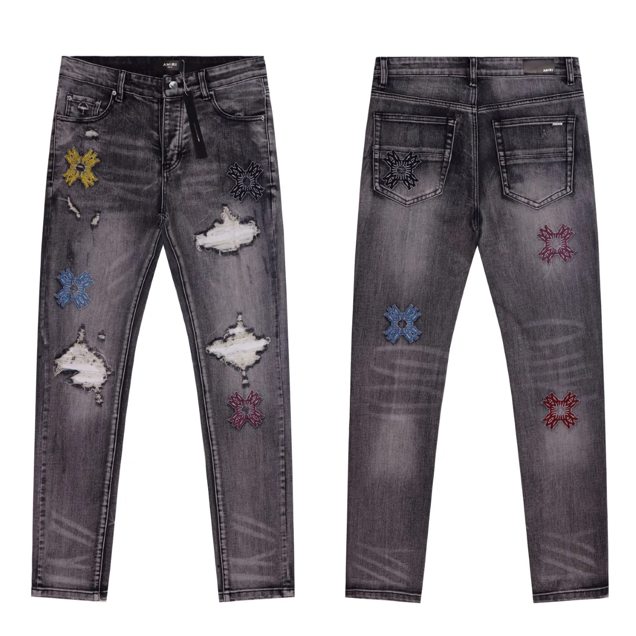 Sinners Embroidered Distressed Slim-Fit Jeans D13311802 — view 3