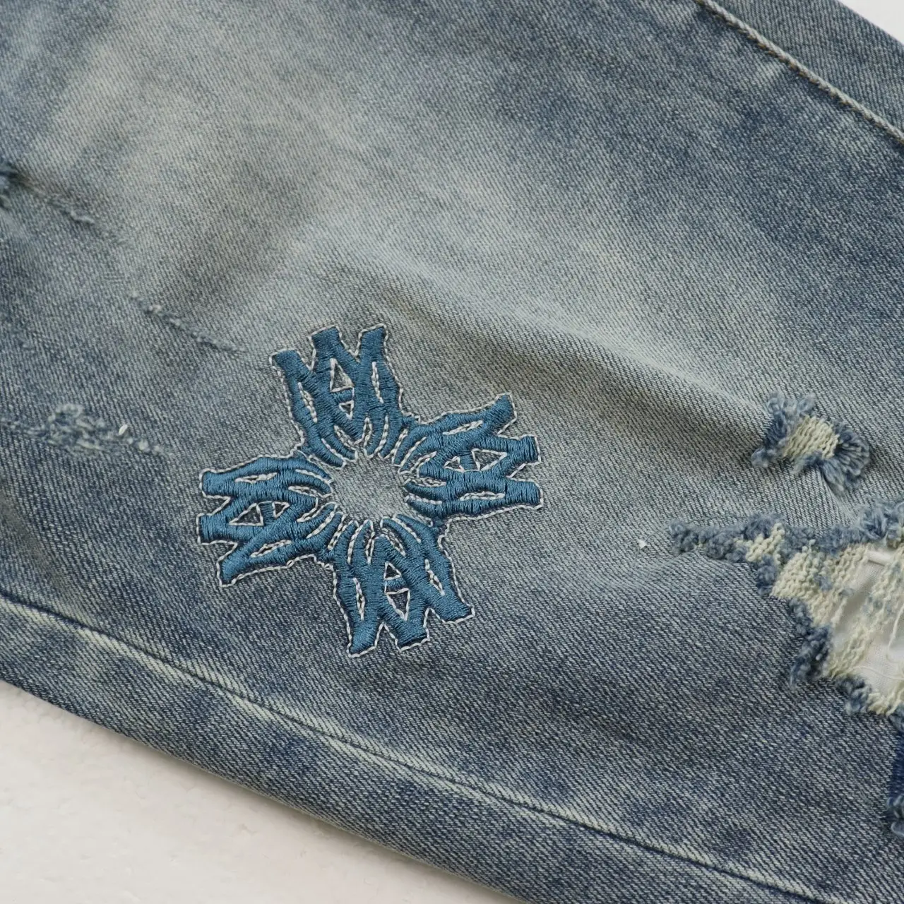 Sinners Embroidered Distressed Slim-Fit Jeans D13311802 — view 5