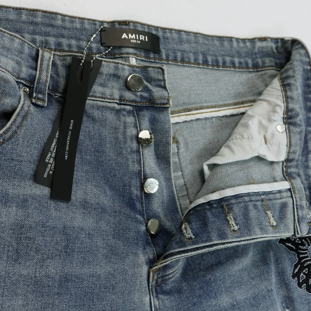 Sinners Embroidered Distressed Slim-Fit Jeans D13311802 — view 6