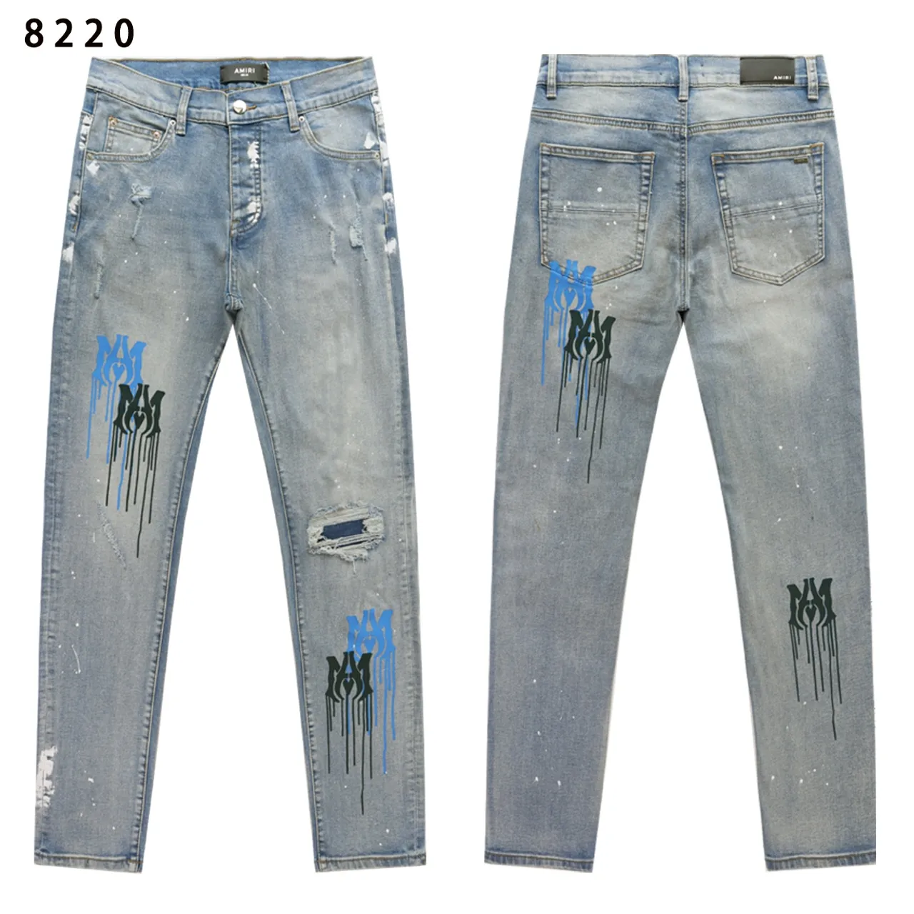 Distressed Graphic Print Slim-Fit Jeans D13511849 — view 2